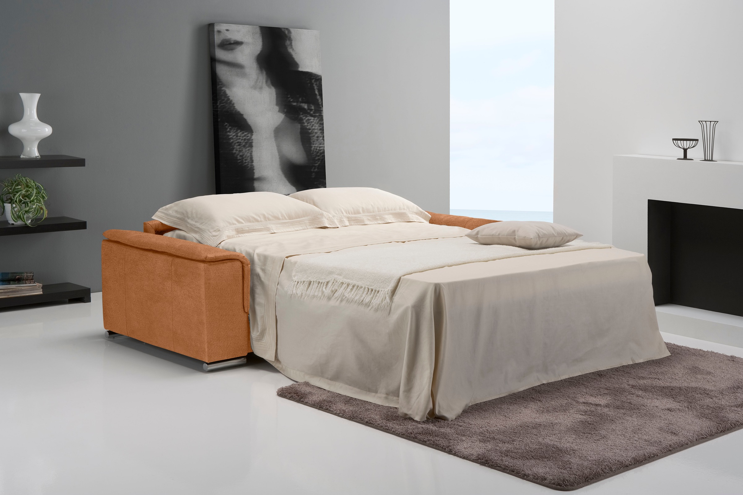 Egoitaliano Canapé-lit »Cecilia, modern & elegant, erstklassiger Sitzkomfort, Dauerschläfer« inkl. Matratze und hochwertigem Metallbettrahmen, toller Schlafkomfort