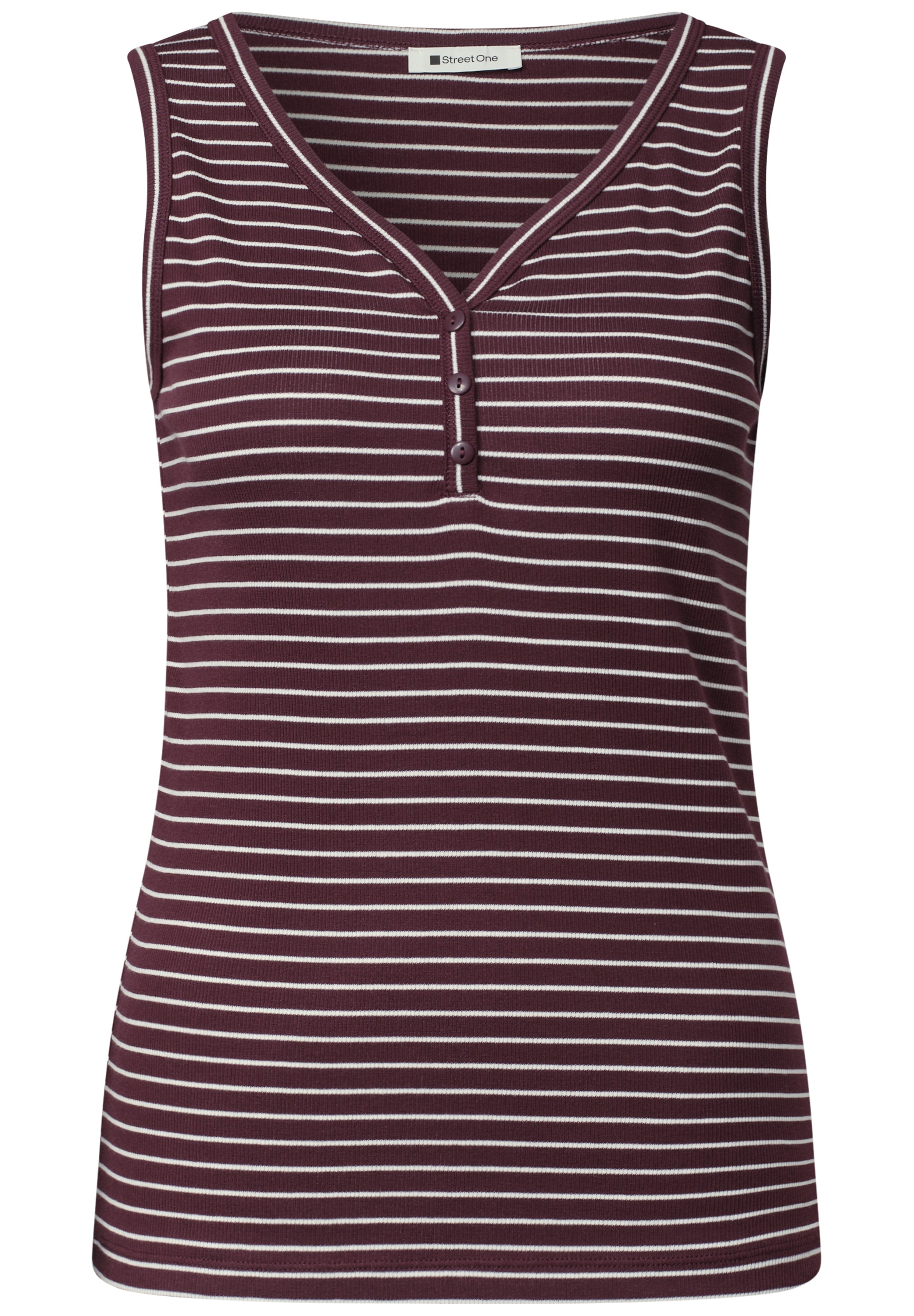 STREET ONE Shirttop Sommertop mit V-Neck und Streifen