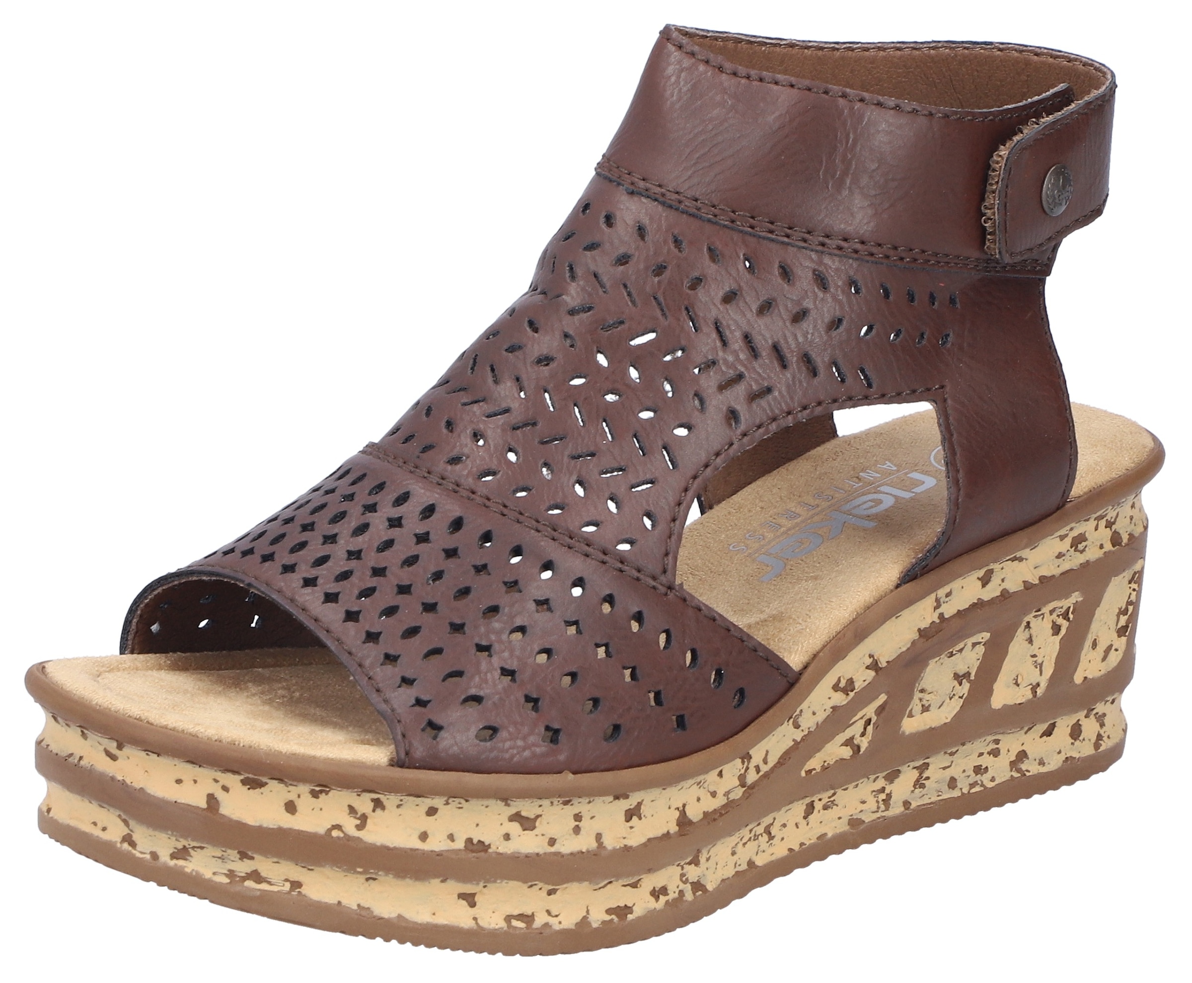 Rieker Schaftsandalette  Sommerschuh, Urlaubsschuh, Keilsandale mit Perforation