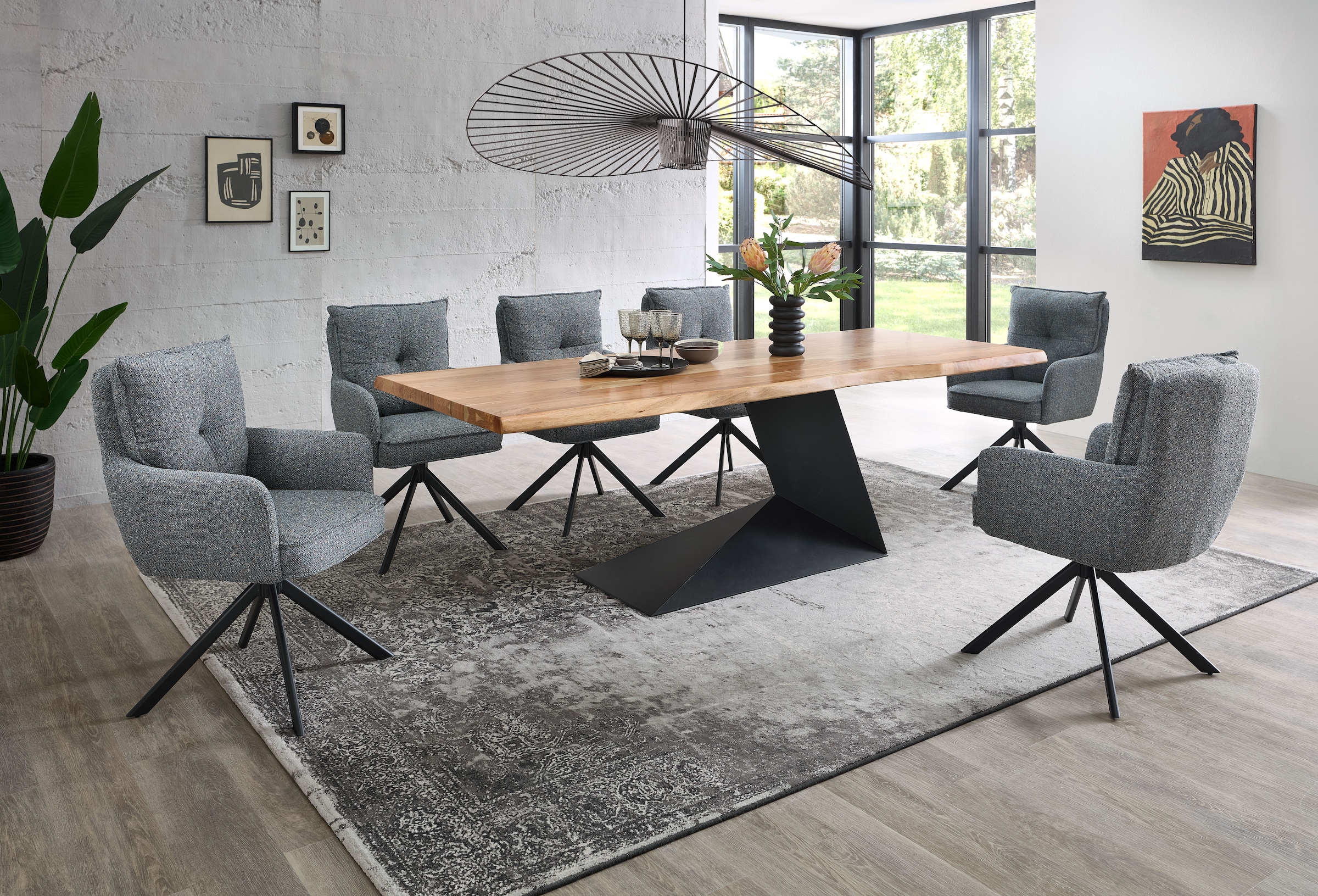Stolkom Table de salle à manger »Alan Esszimmertisch Massivholz, wahlweise in 240 oder 200 cm breite« Akazie Massivholz, Flächenbelastung des Tisches ca. 90 kg