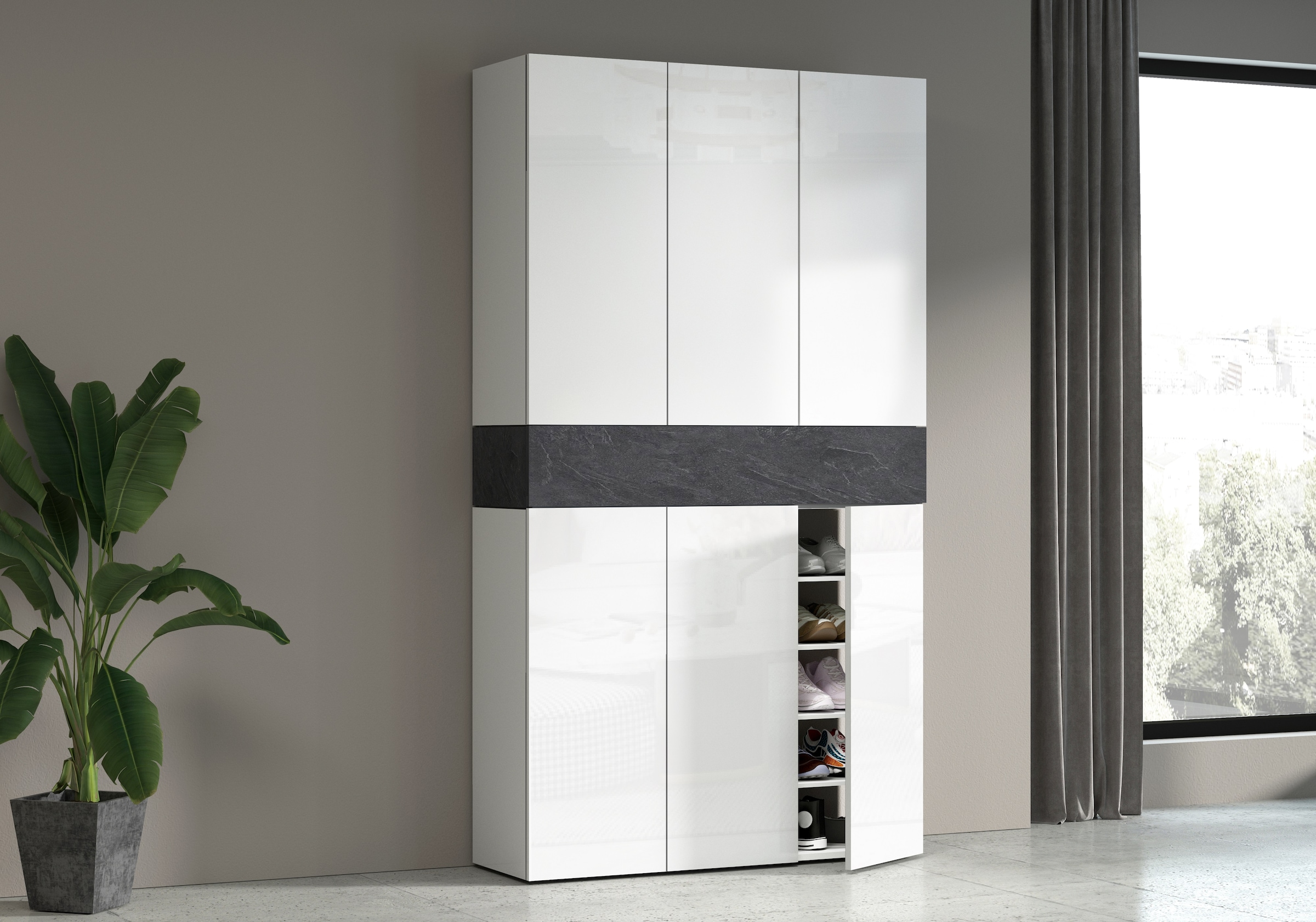 Home affaire Armoire à chaussures »Savona« Höhe 200cm, 12 Einlegeböden, 21 Fächer