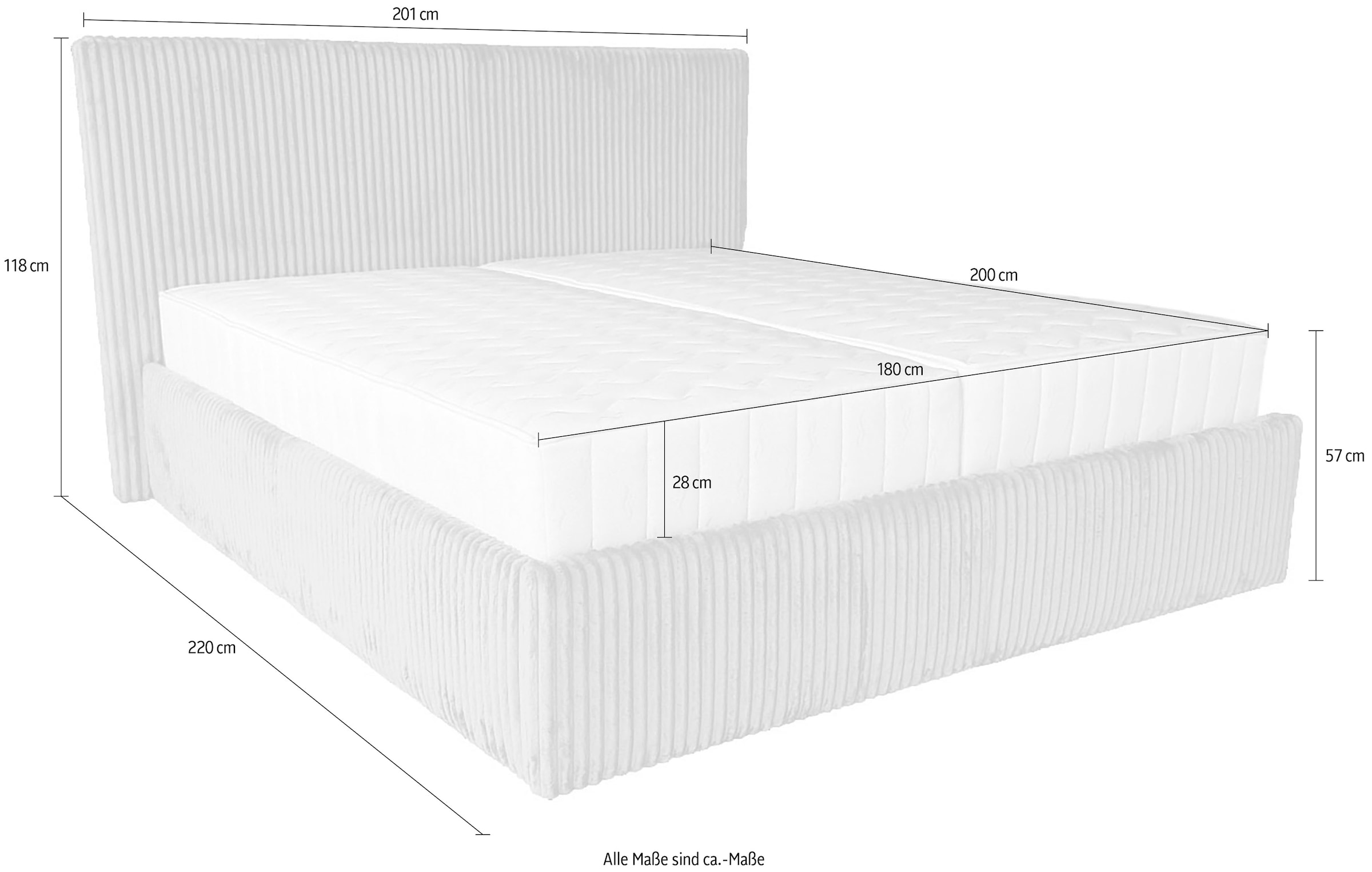 GOODproduct Polsterbett »AVVRA in der Grösse 180x200 cm, mit flauschigen Breitcord bezogen« wahlweise mit Lattenrost und King-Matratze (28cm)