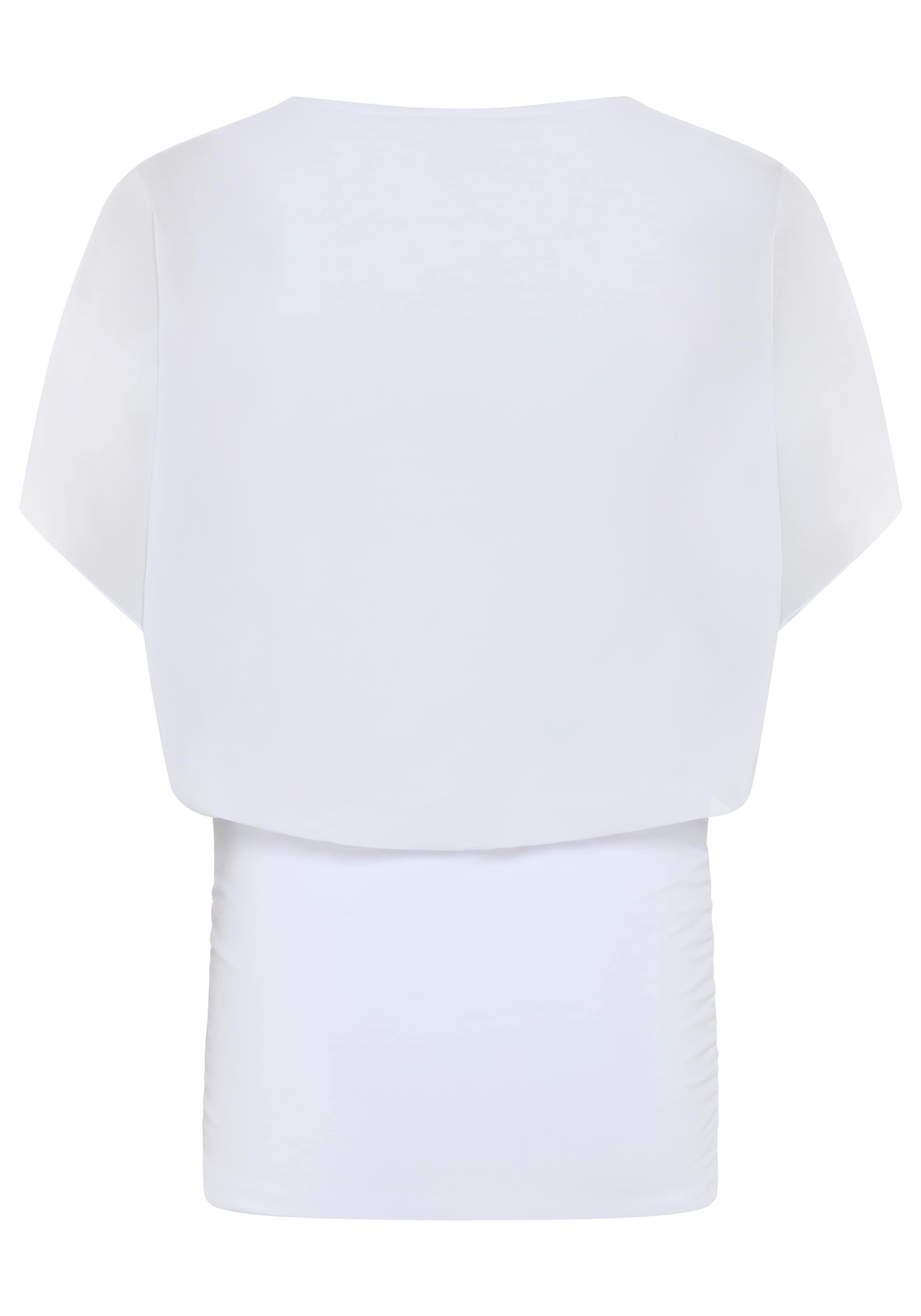 Laura Scott Blouse en mousseline figurenbetont, hüftbedeckende Länge, V-Ausschnitt, unifarben