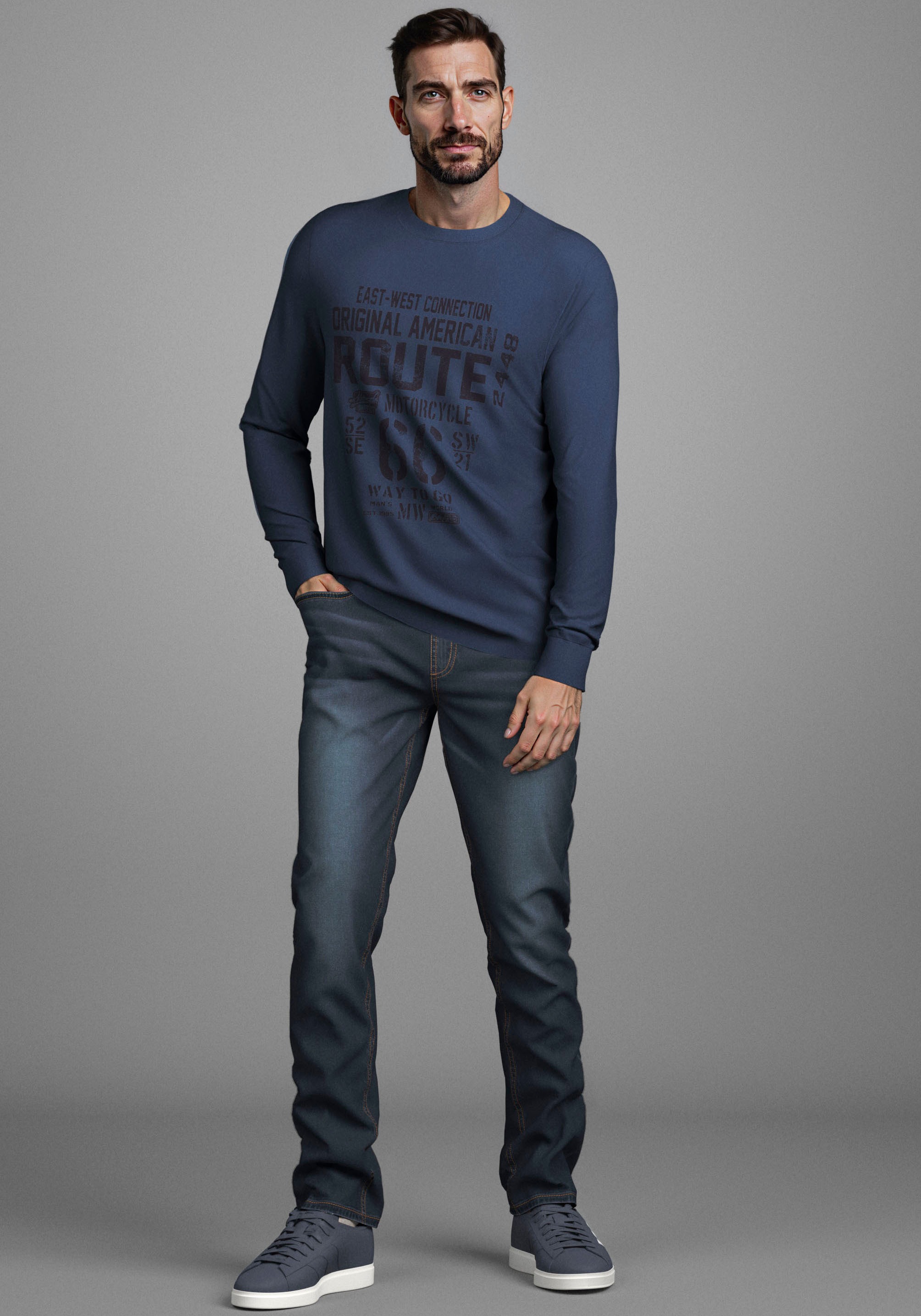 Man's World Shirt à col rond »Neue Kollektion!« mit Bündchen