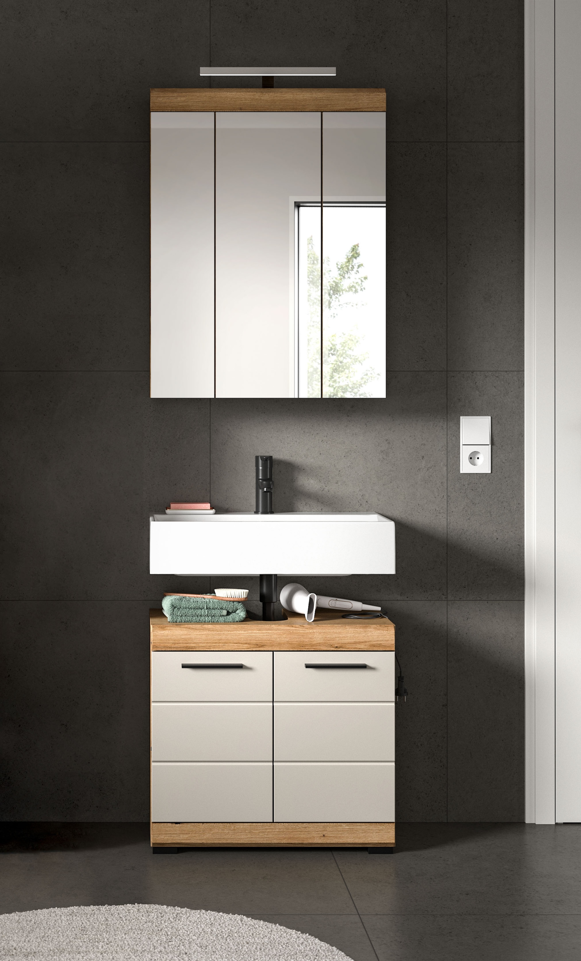 welltime Badmöbel-Set »Siena, 2 teilig, inklusive LED Beleuchtung, bestehend aus:« Set, TOPSELLER!, 