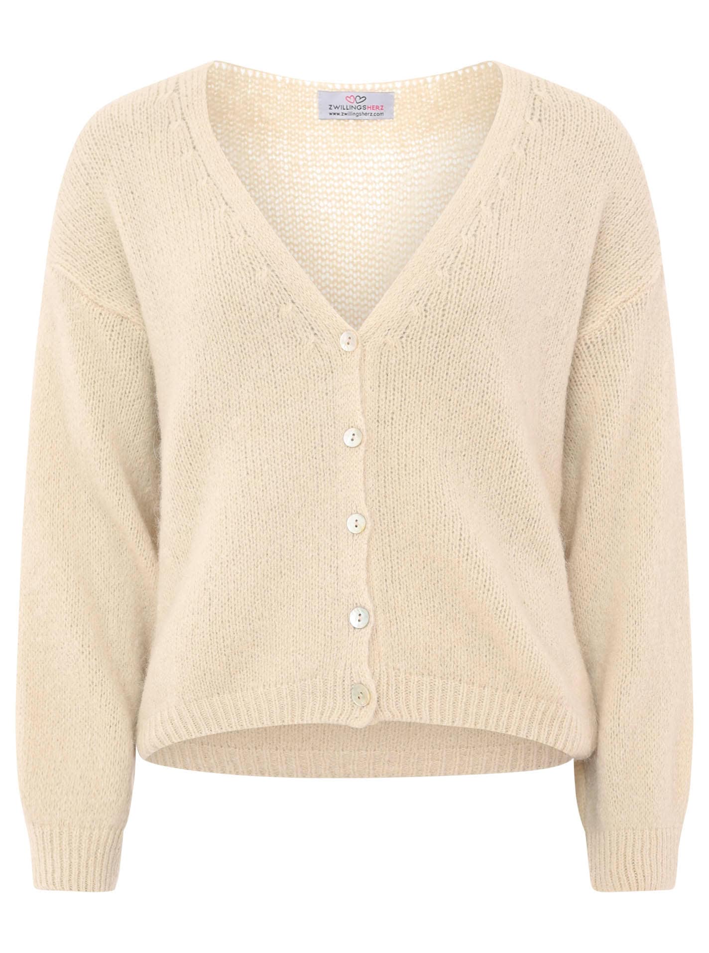 Zwillingsherz Veste en tricot »"Uni"« One Size, Langarm, Knopfleiste, tiefer V-Ausschnitt, Wollanteil