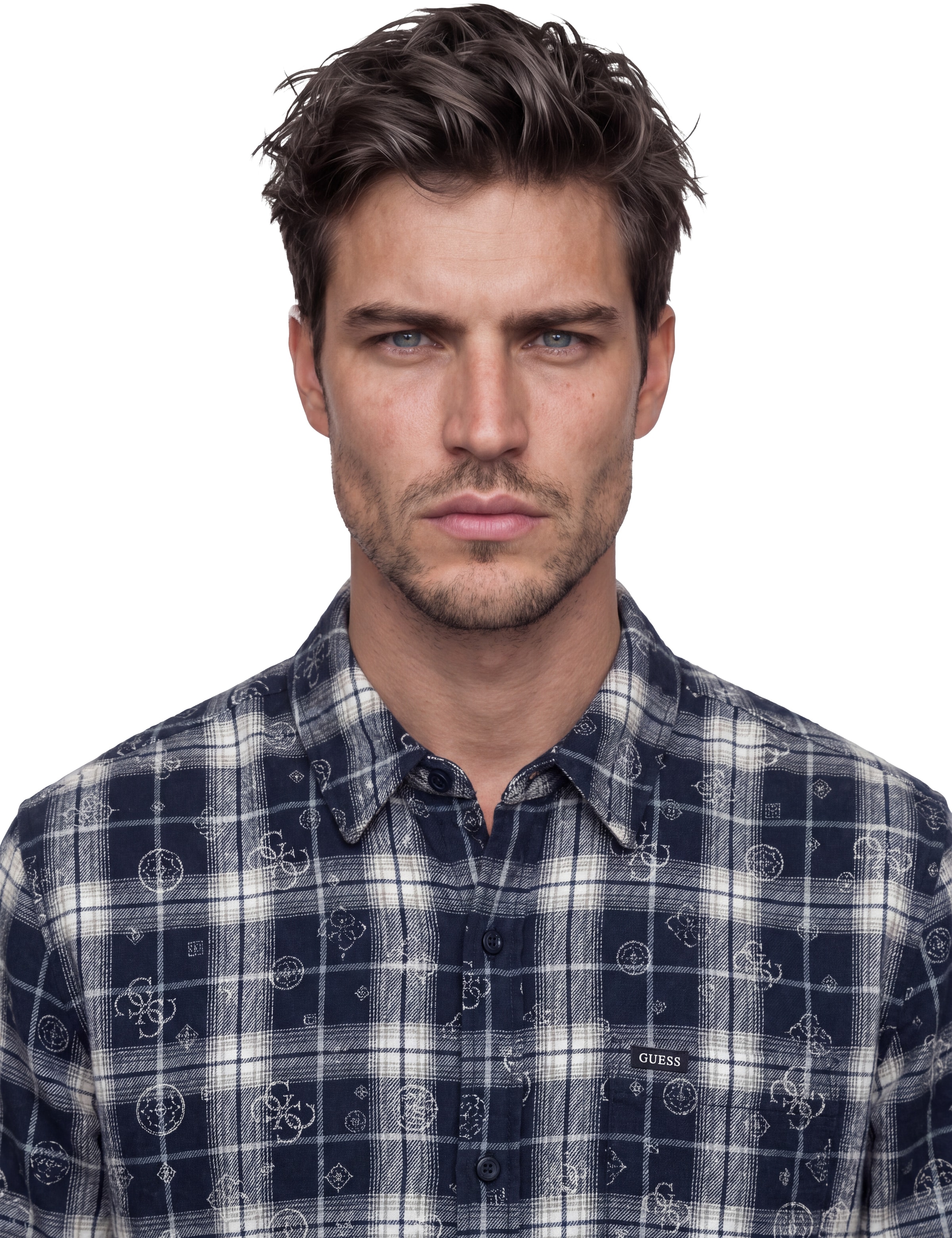 Guess Chemise à manches longues »OCEAN COAST PLAID« Kentkragen, reine Baumwolle, gewebtes Karo Design