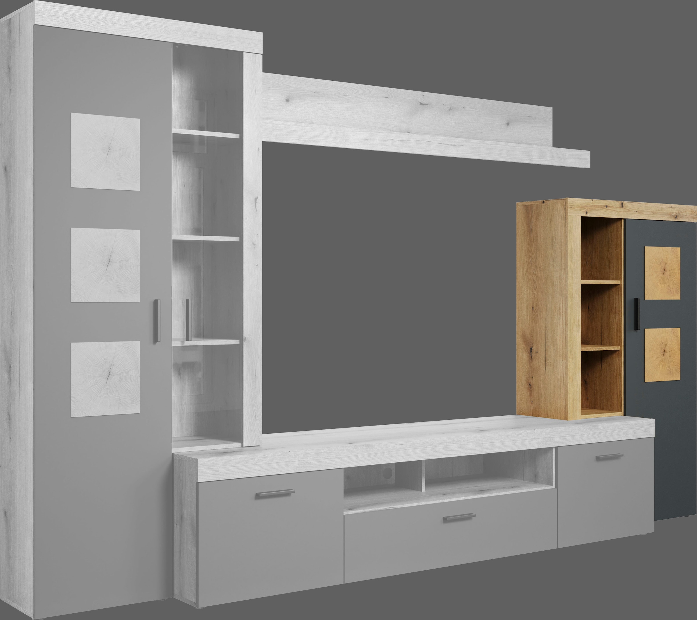 Home affaire Vitrine de rangement »Ghent« Paquet, 1 cuis tlg. avec applications en bois de bout