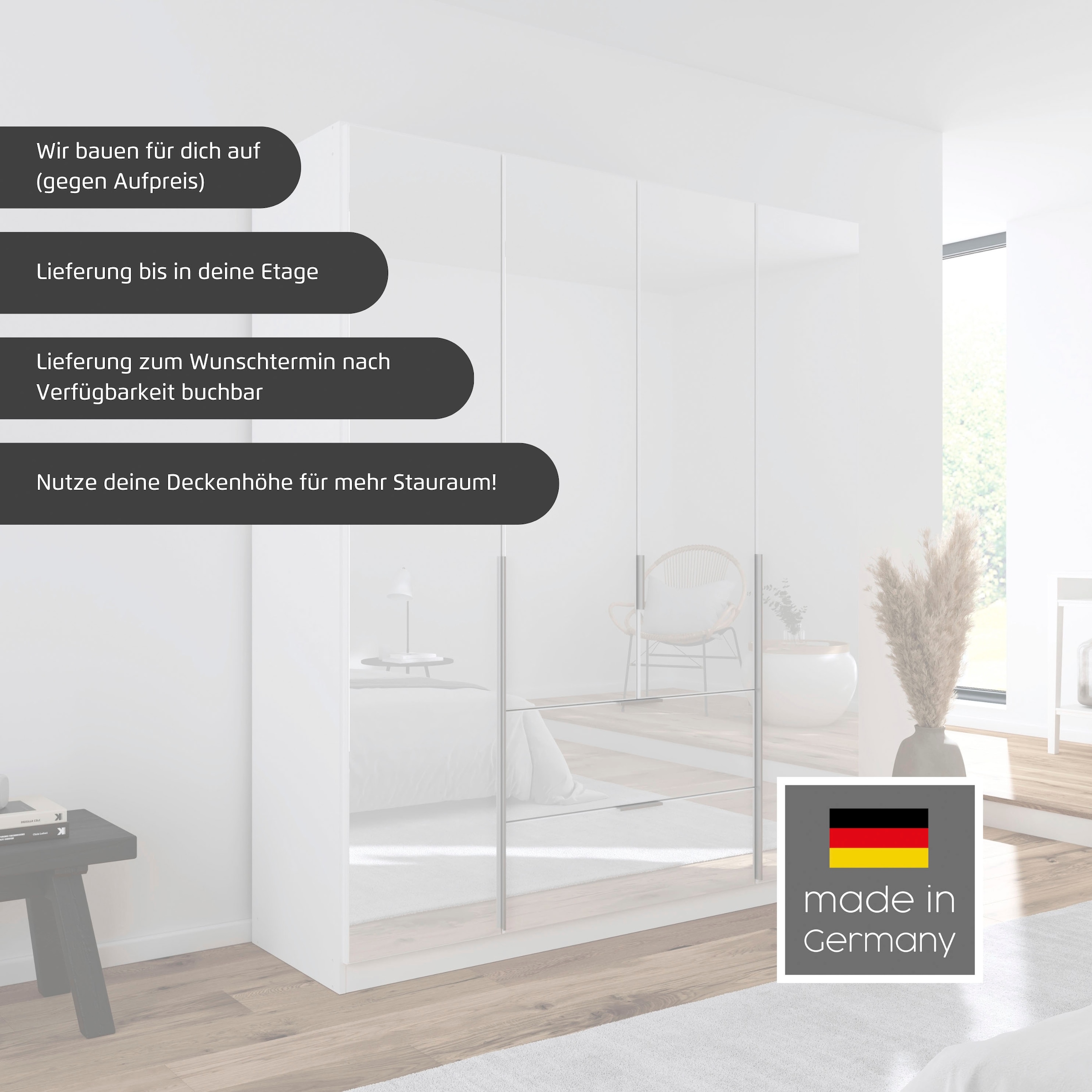 GOODproduct Drehtürenschrank »Kleiderschrank Schrank Garderobe AGORDO mit Dekor- oder Hochglanzfront« in zwei Griff-Farben, Breite 360 cm,  mit Aussenschubkästen, Serie in 7 Breiten und 2 Höhen MADE IN GERMANY