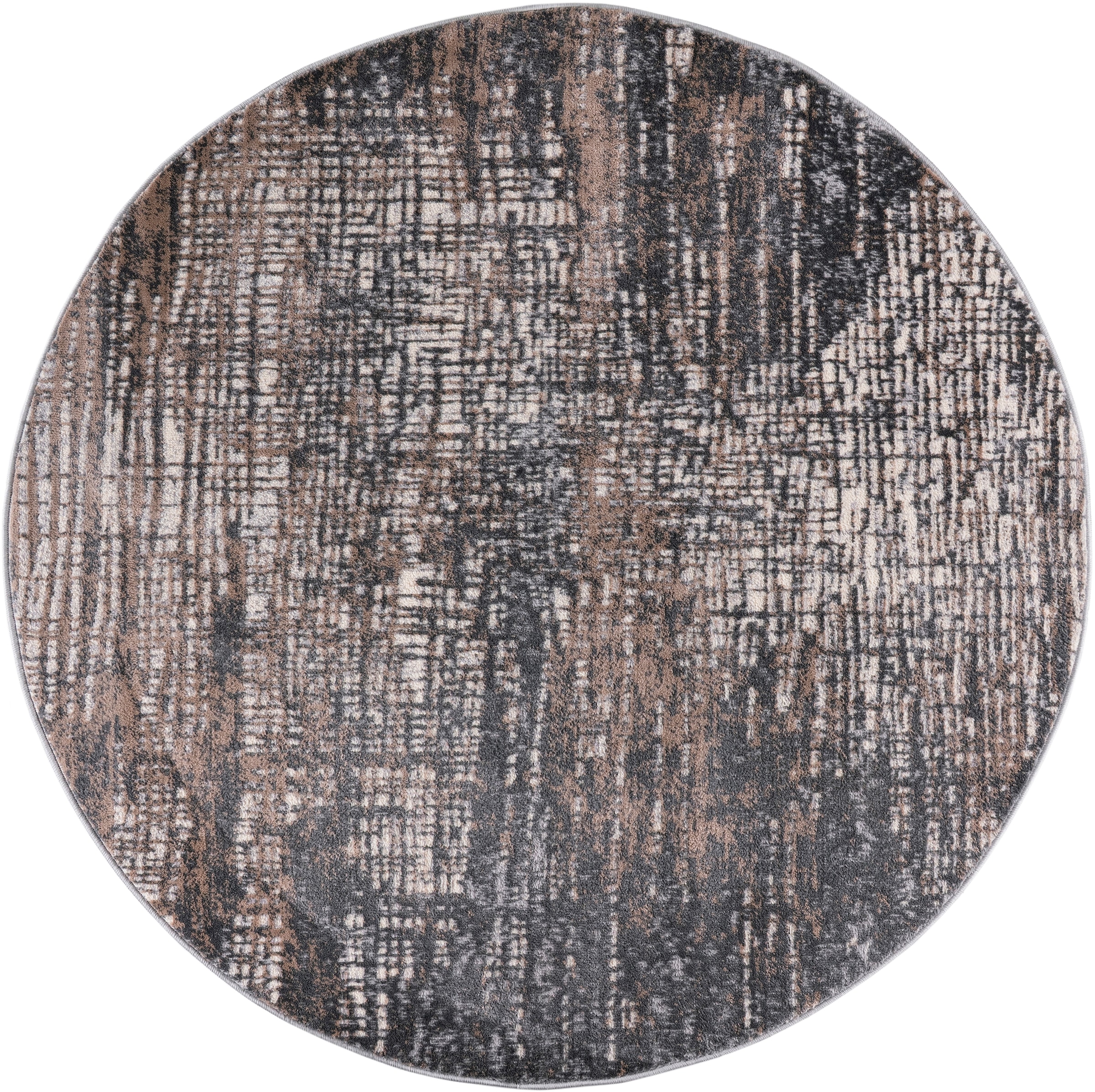 GOODproduct Tapis »Ariano, dezenter Glanz mit Hoch-Tief-Struktur« Rond 12 mm Höhe Vintage Design, Schrumpf Carving-Effekt, Wohnzimmer, Schlafzimmer