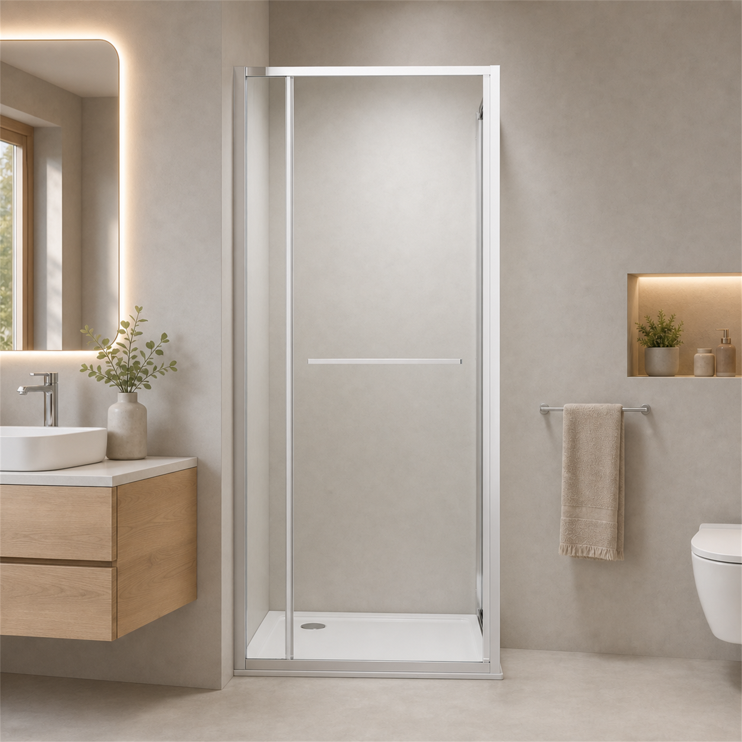 GOODproduct Douche d'angle »Vinci« porte battante pour largeur d'entrée maximale, système à double roulettes