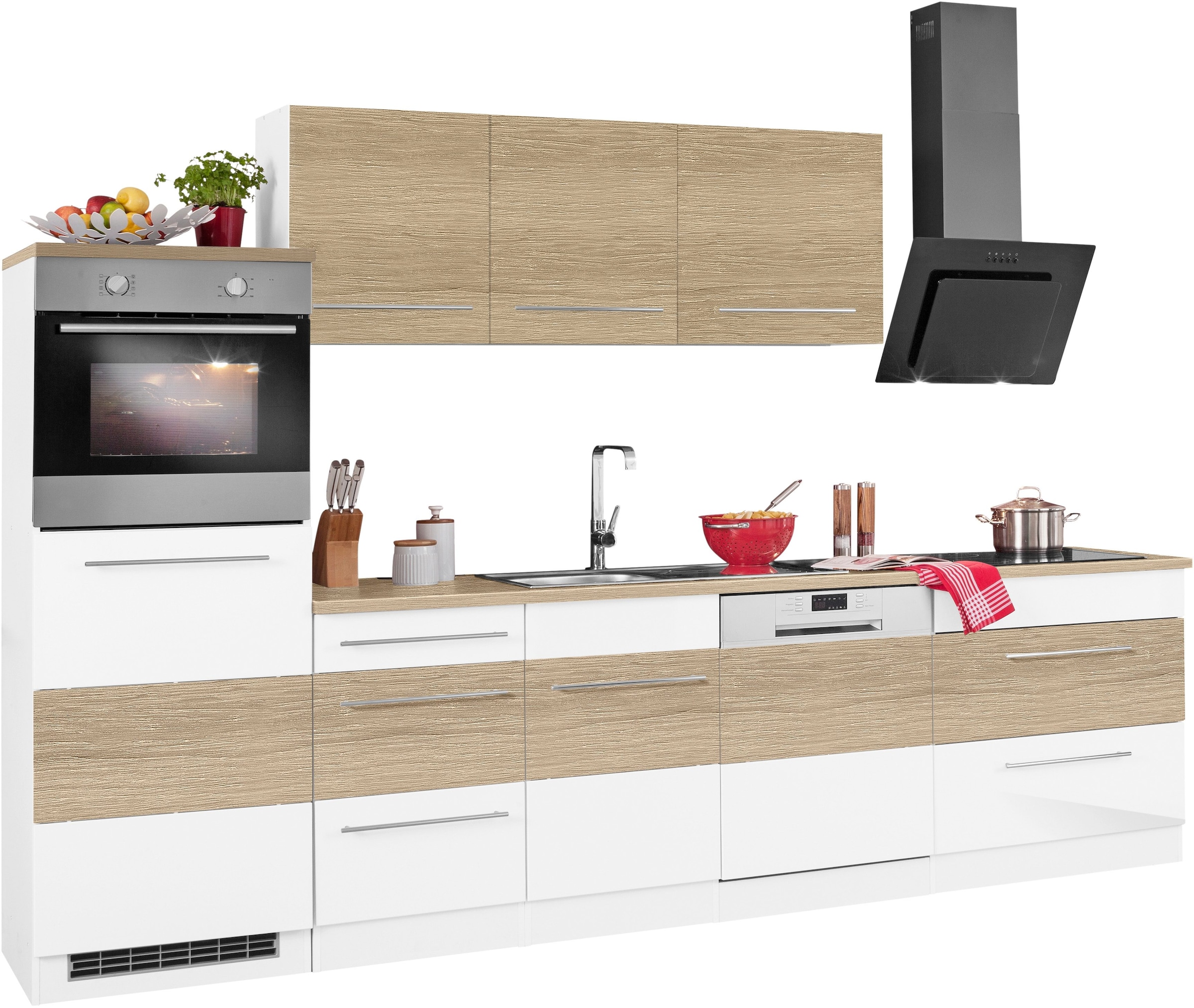 KOCHSTATION Kitchenette »KS-Trient« Largeur 300 cm, avec appareils électriques en option, avec plan de travail