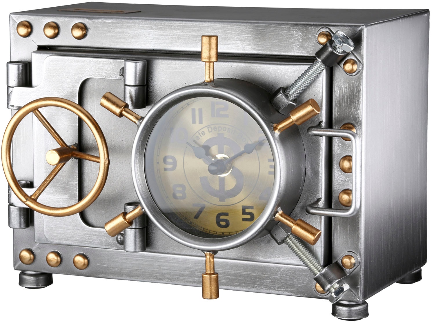 Casablanca by Gilde Horloge de table »Tischuhr/Spardose Tresor  silberfarben H. 17,5 cm«