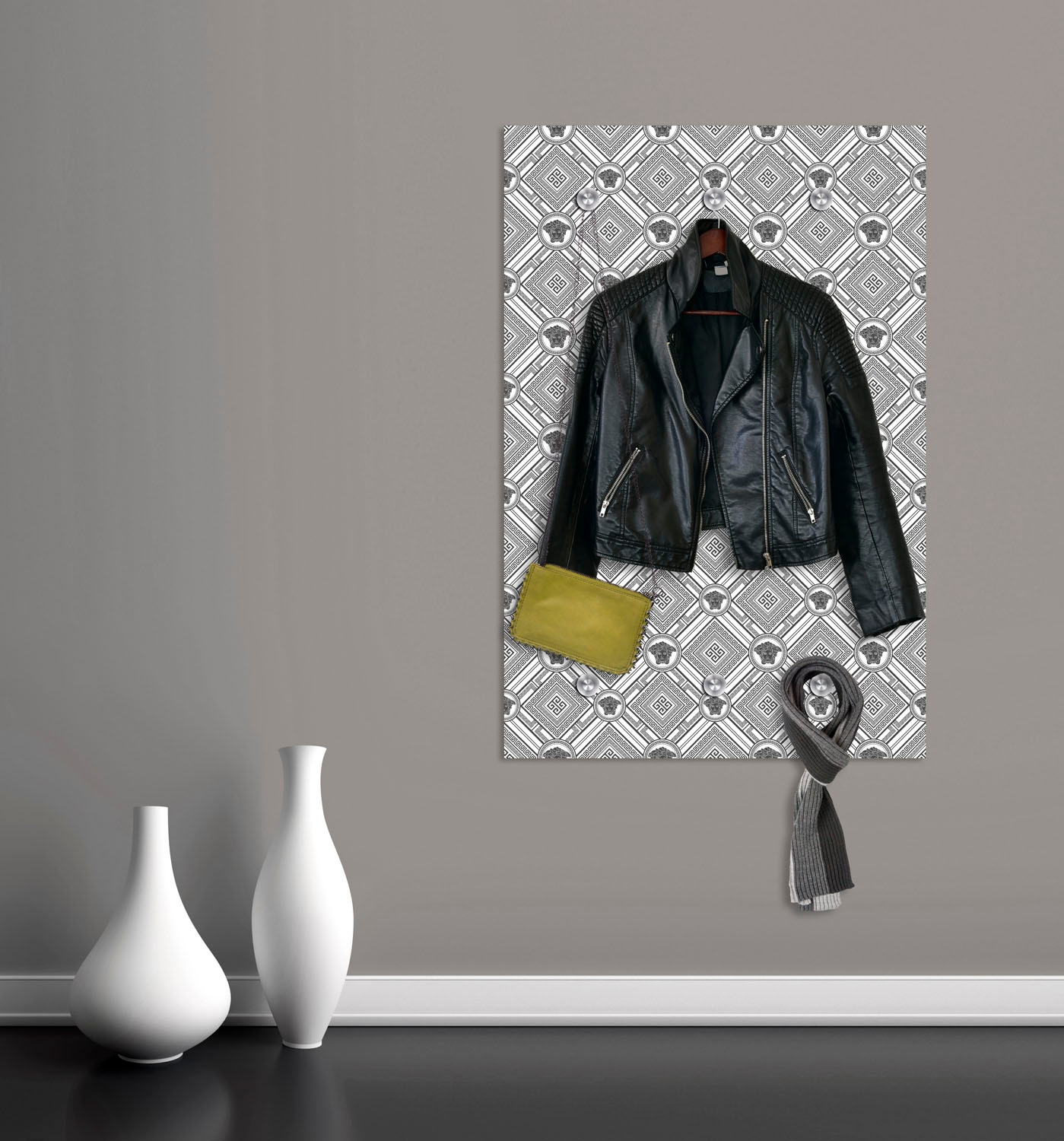 queence Garderobenleiste »Rauten« mit 6 Haken, 80 x 120 cm