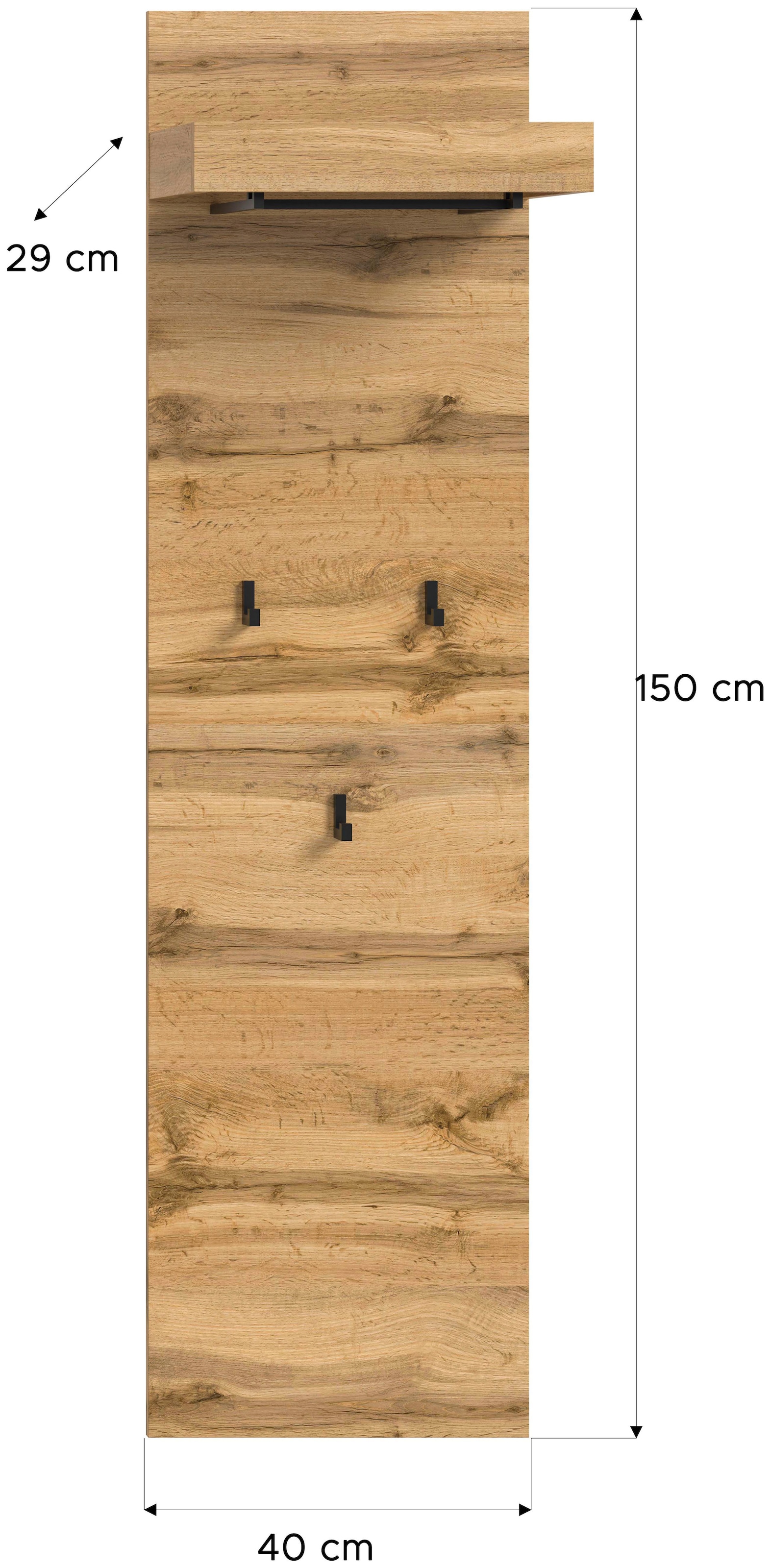 GOODproduct Panneau de vestiaire »MAMBO II, Höhe 150cm, 1 Kleiderstange & Hutablage, 3 Haken« Combinable individuellement avec d'autres articles de la série MAMBO, 1 cuis tlg. Panneau, garde-robe, couloir, entrée, patère, garde-robe de couloir