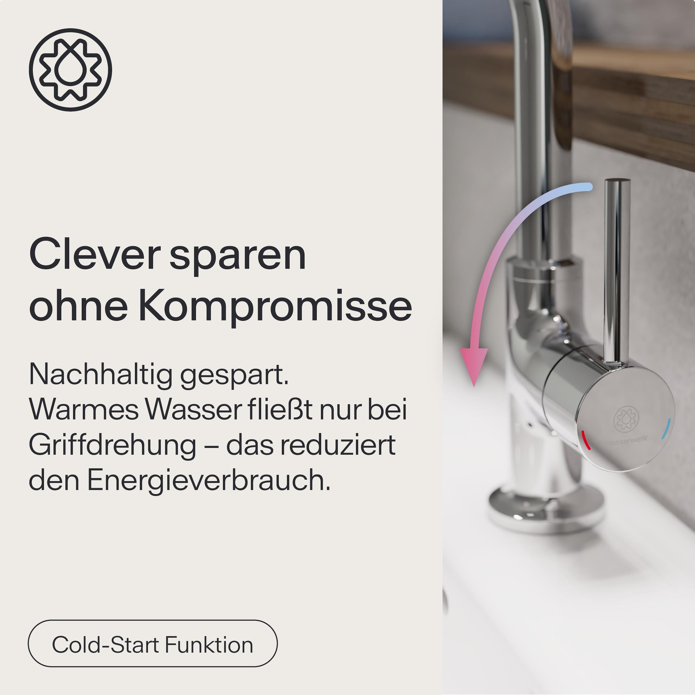 WASSERWERK Robinet de lavabo »WT 14« incl. popup, pivotant à 360°, silencieux, économique en eau