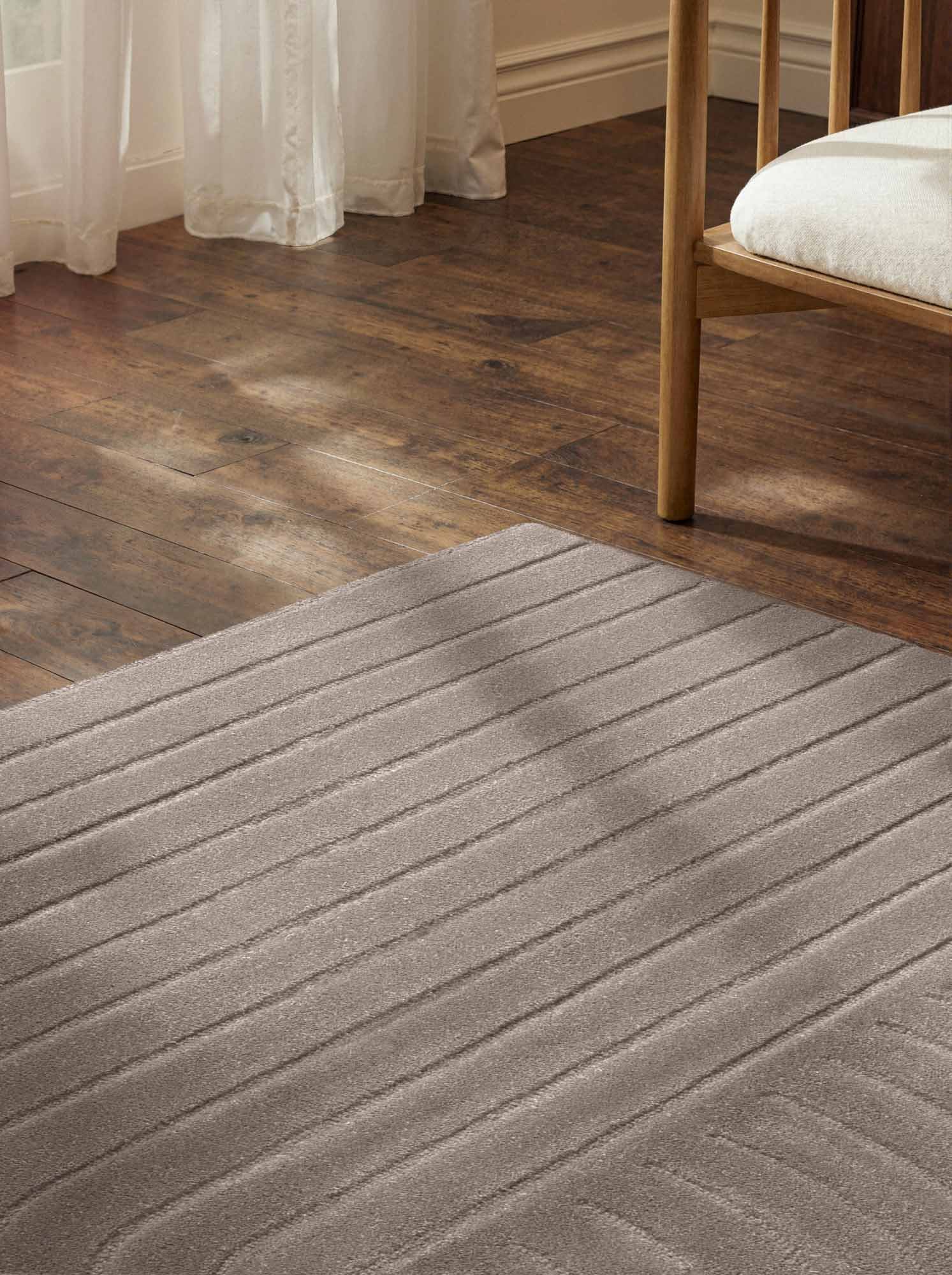 vikosa Tapis en laine »Arcura« Rectangulaire 15 mm Höhe Wolle Handgemacht, Hoch-Tief-Effekt, Geometrisches Linien Wellendesign