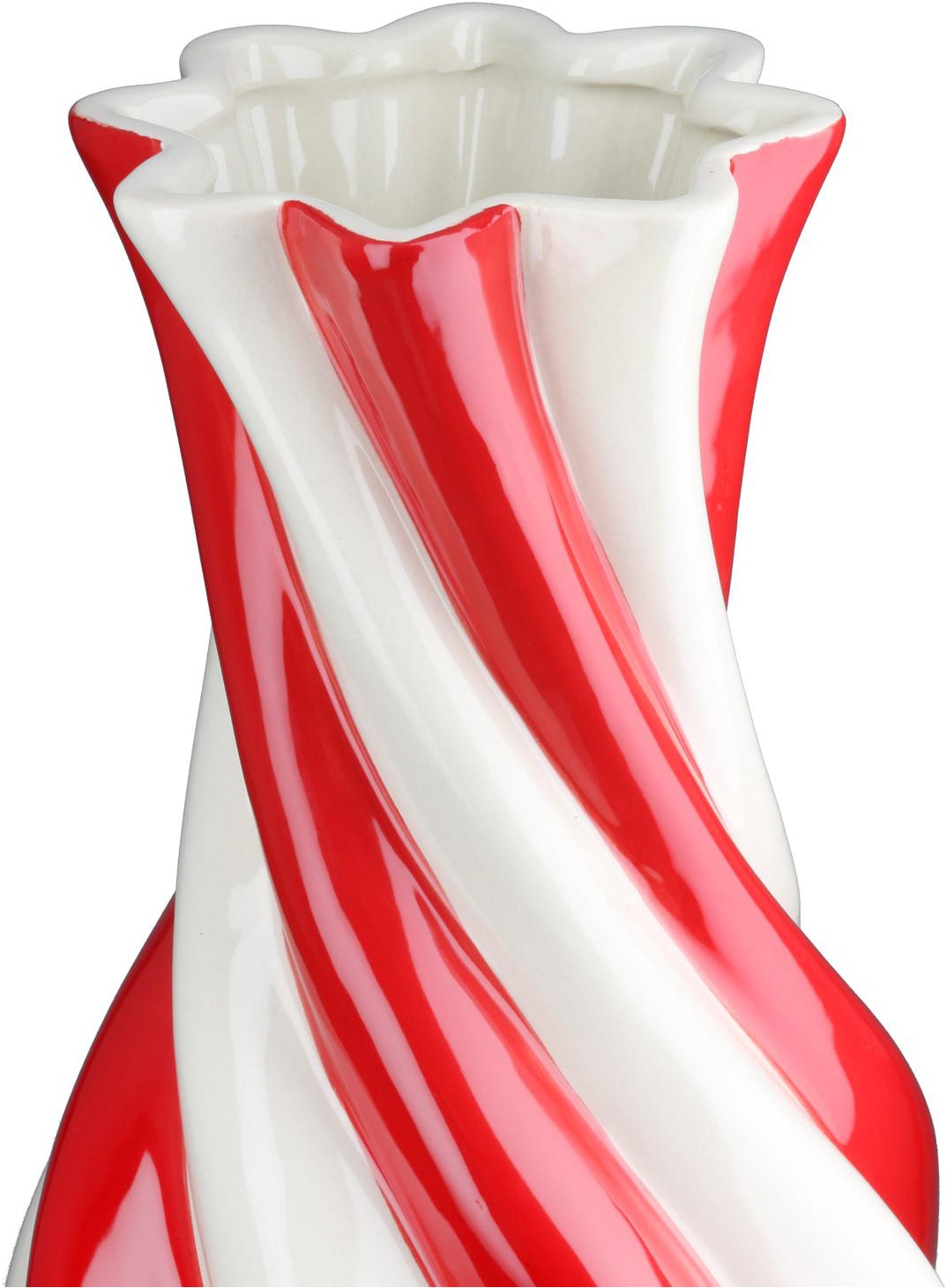 GILDE Vase de table »Vase, Kegel, "Candy", gestreift, Keramik, creme, rot« Vase Candy, vase décoratif moderne, tendance, objet accroche-regard, idée cadeau