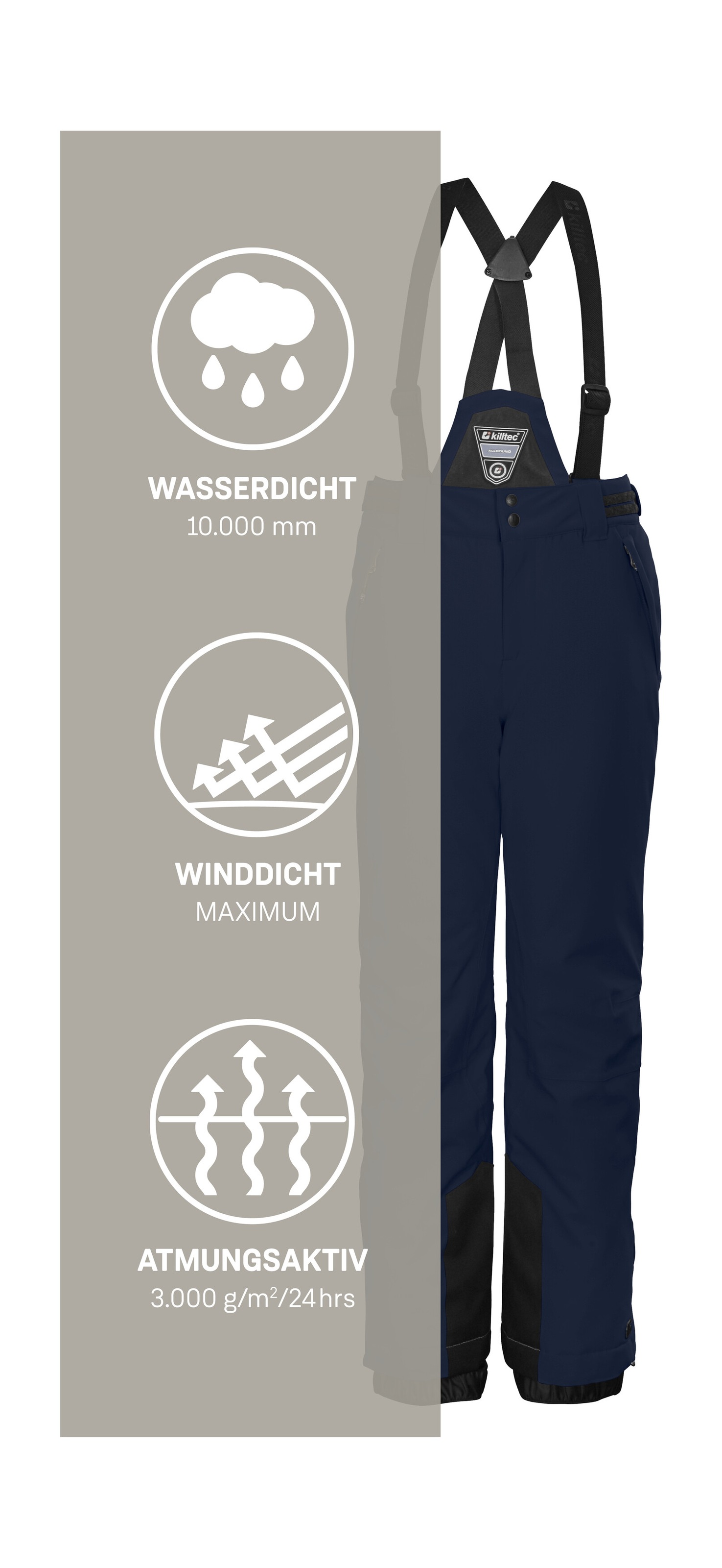 Killtec Skihose »KSW 77 GRLS SKI PNTS«  wasserdicht, atmungsaktiv, abnehmbarer Latz, verst. Seitenriegel