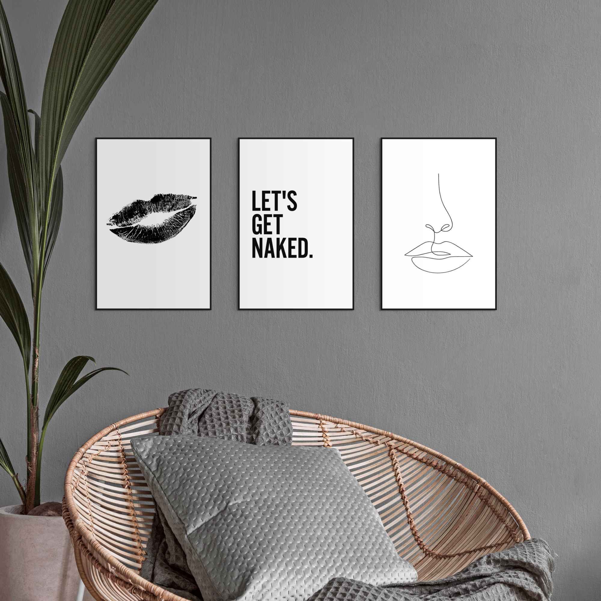 Reinders! Wandbild »Frau Zitat - Linienzeichnung - Modern - Text - Trendy« 3 Stk. tlg.