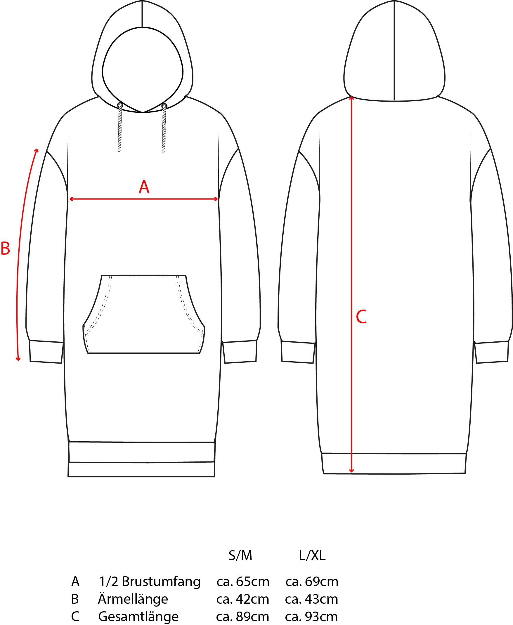 Zwillingsherz Sweatkleid »"Wild Free"« Kängurutasche mit Kapuze, Tasche, Leo-Detail und grosser Stickerei hinten