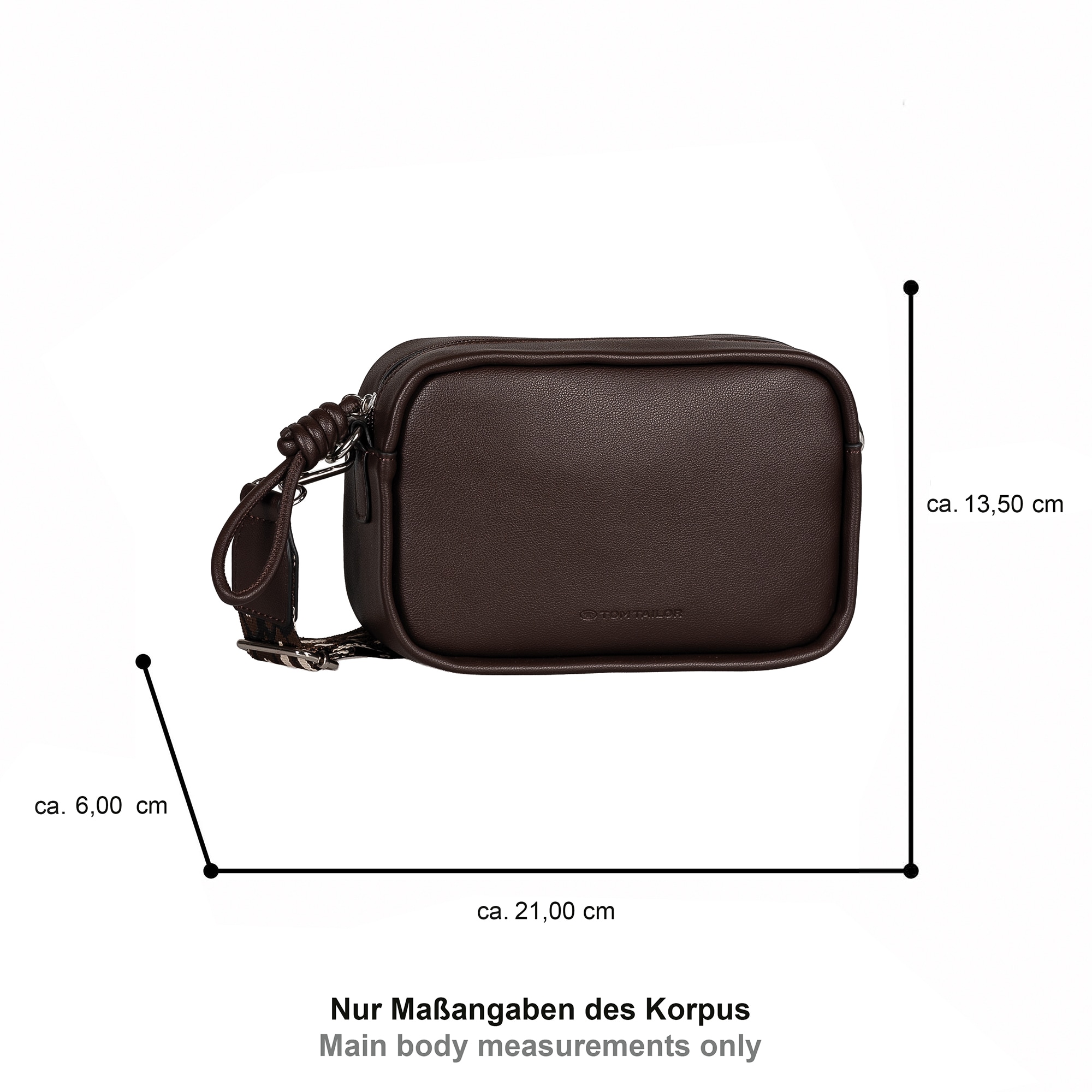 TOM TAILOR Umhängetasche »Tatiana« Damen Handtasche, Kamerabag, fein gewebter dreifarbiger Gurtband