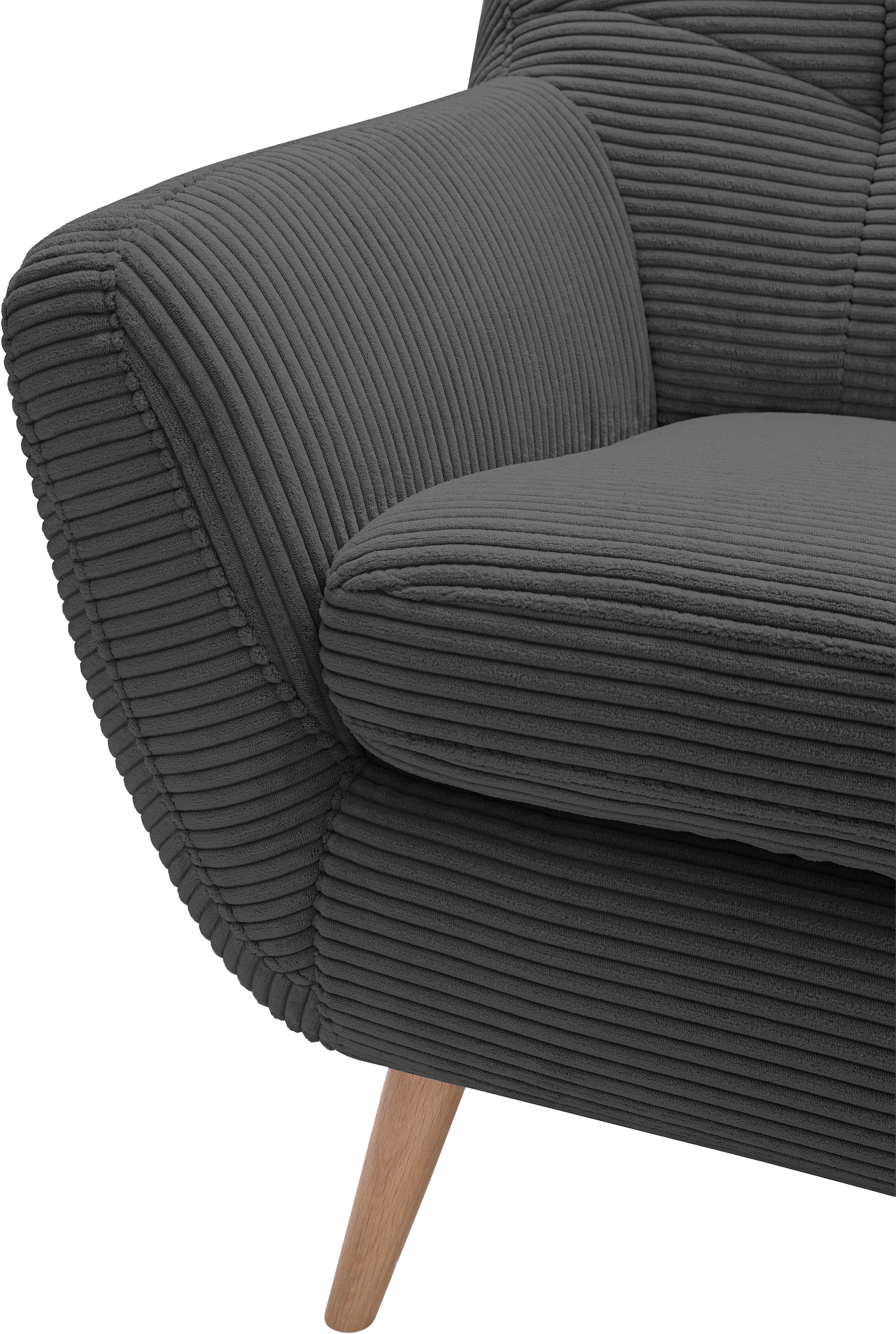 exxpo - sofa fashion 3-places »Scandi, bequem, aufwendige Rückenpolsterung für mehr Sitzkomfort« aktuelle Farben in hochwertigen Bezugsqualitäten, Holzfuss