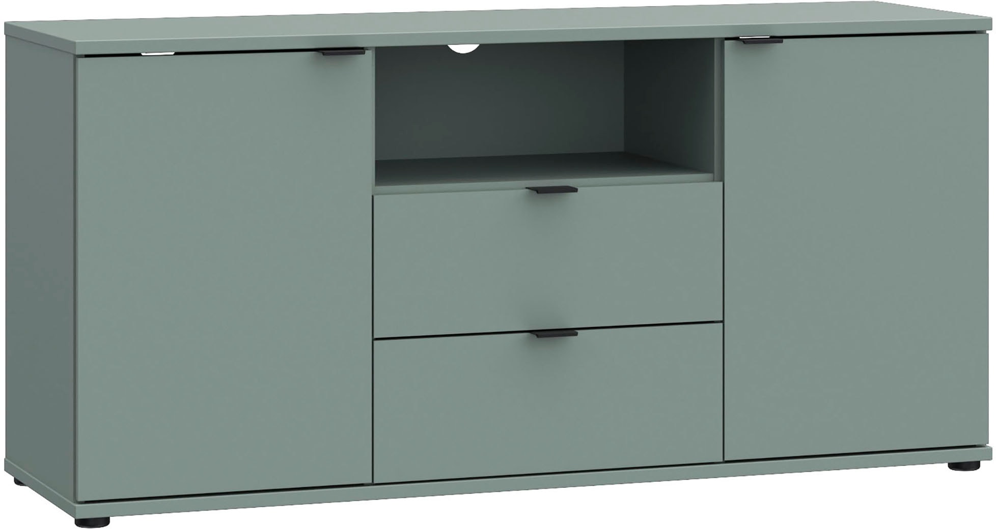 FORTE Lowboard »Ganymede« Breite 129,8cm,  TV Board, Stauraum, Schublade; Metallgriffe, Kabelführung