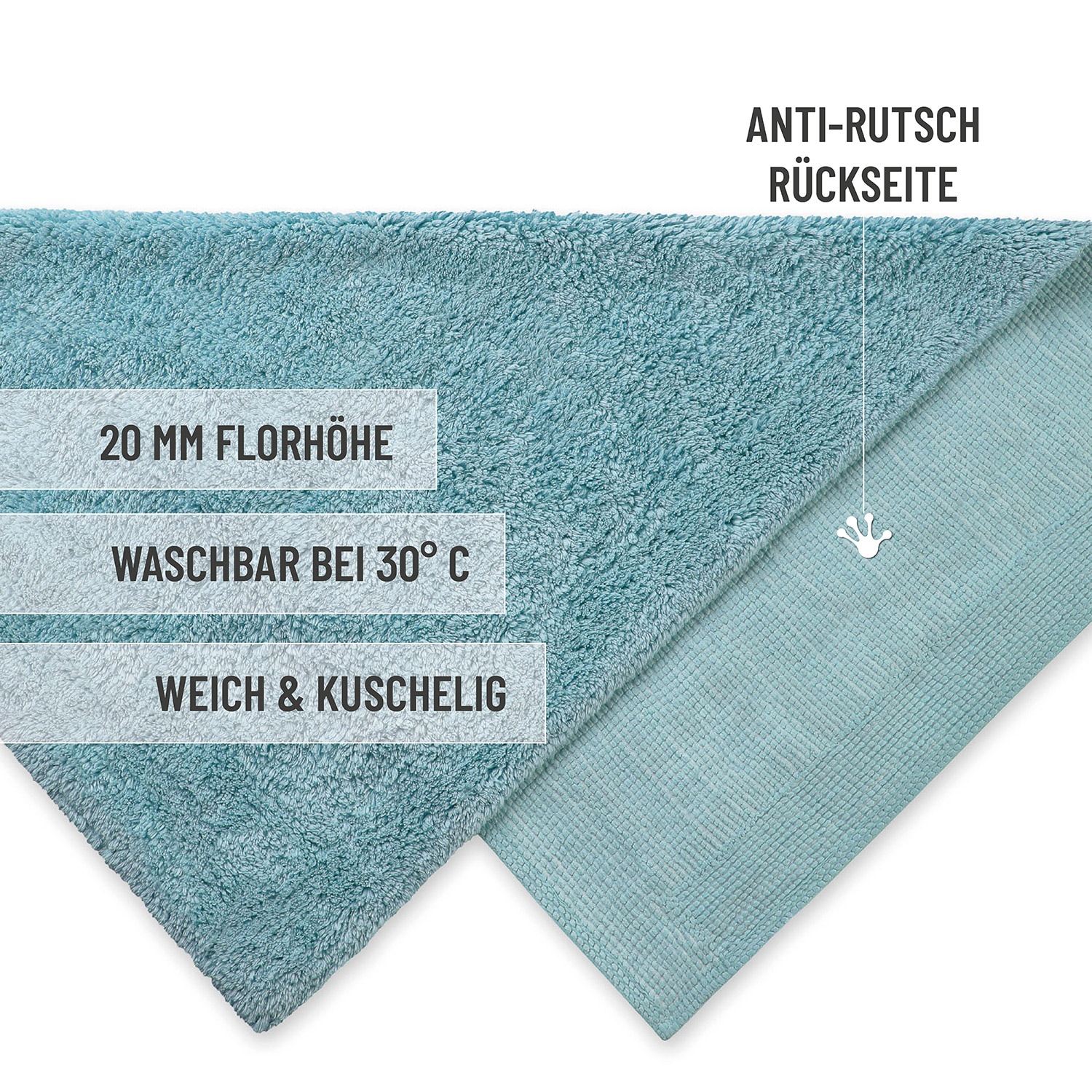 Wecon home Basics Tapis de bain »Erik« Höhe 20 mm waschbar, rutschfest, sehr weich, strapazierfähig, pflegeleicht