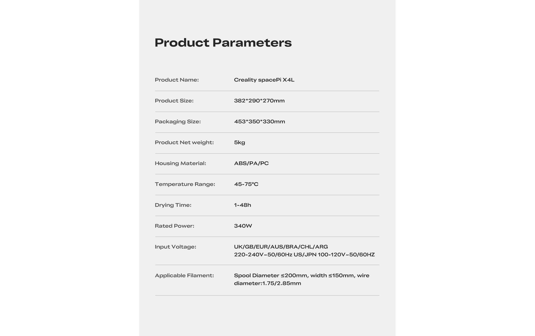 Creality Filament »Trockenbox SpacePi X4 l«