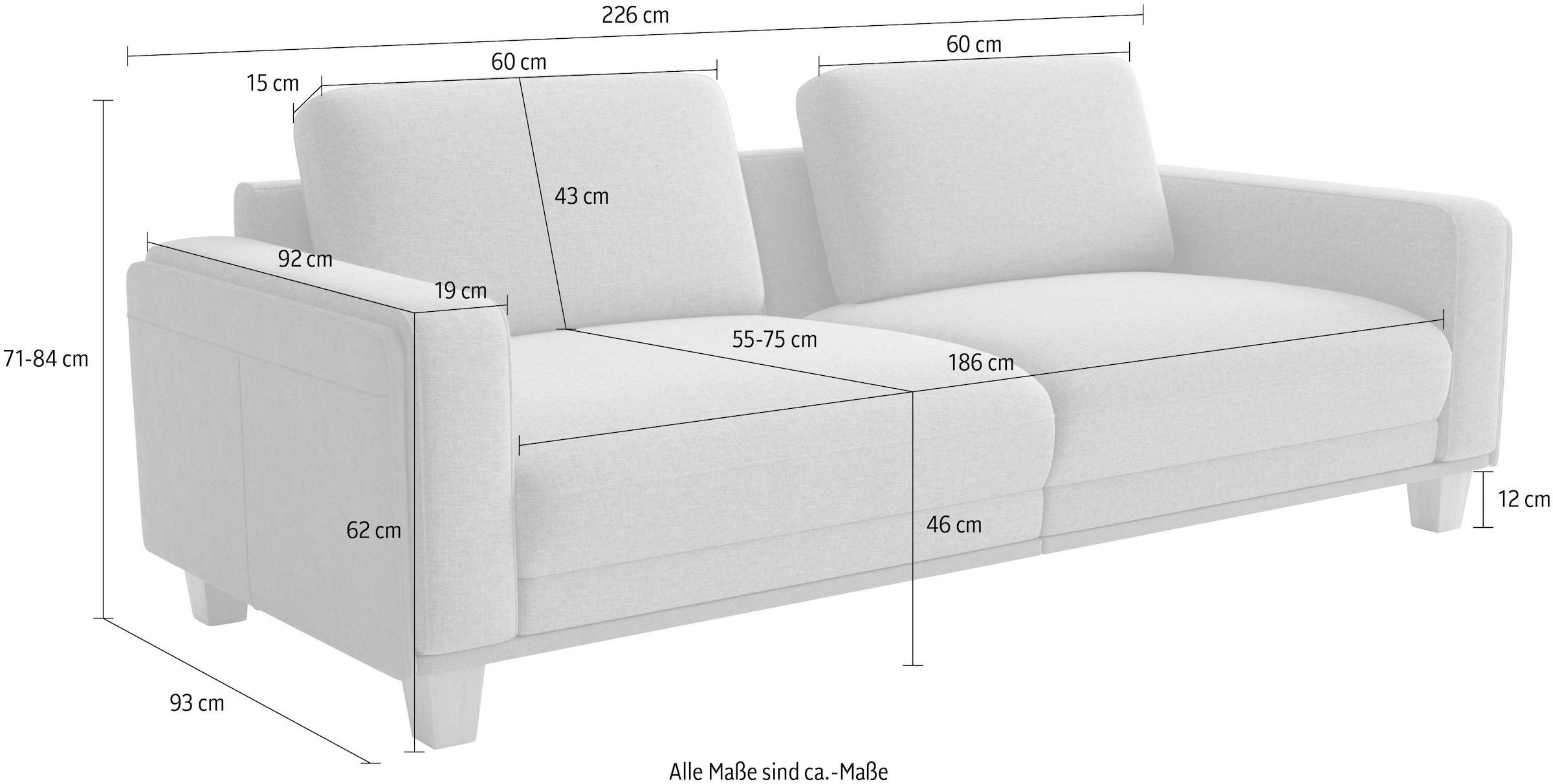 sit&more Canapé Big »Concept« Canapé moderne avec trois couleurs de pieds au choix