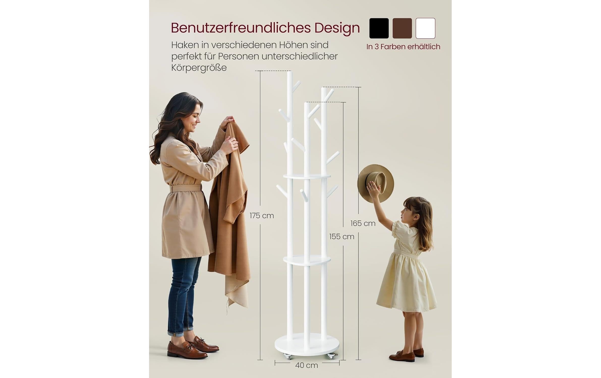 VASAGLE Porte-manteau Freistehender Garderobenständer