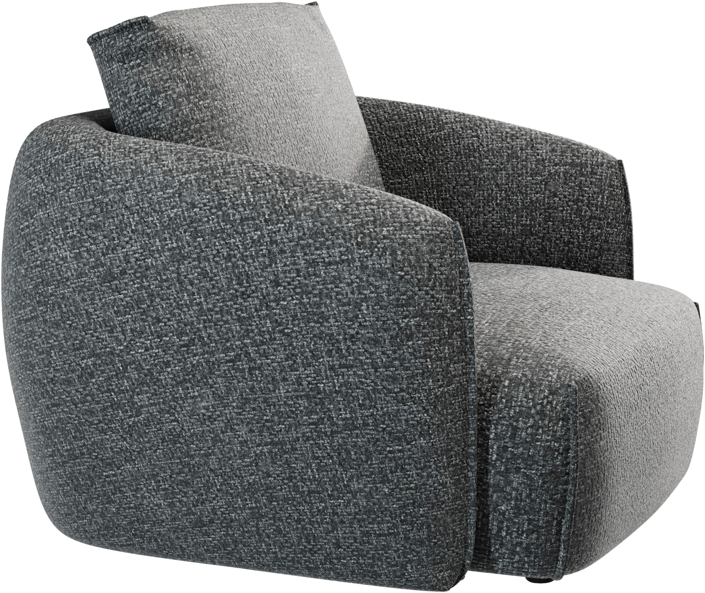 TRENDMANUFAKTUR Fauteuil »Shawn, Loungesessel, Designsessel, elegant geschwungen Armlehnen« forme organique, confortable, avec revêtement de qualité