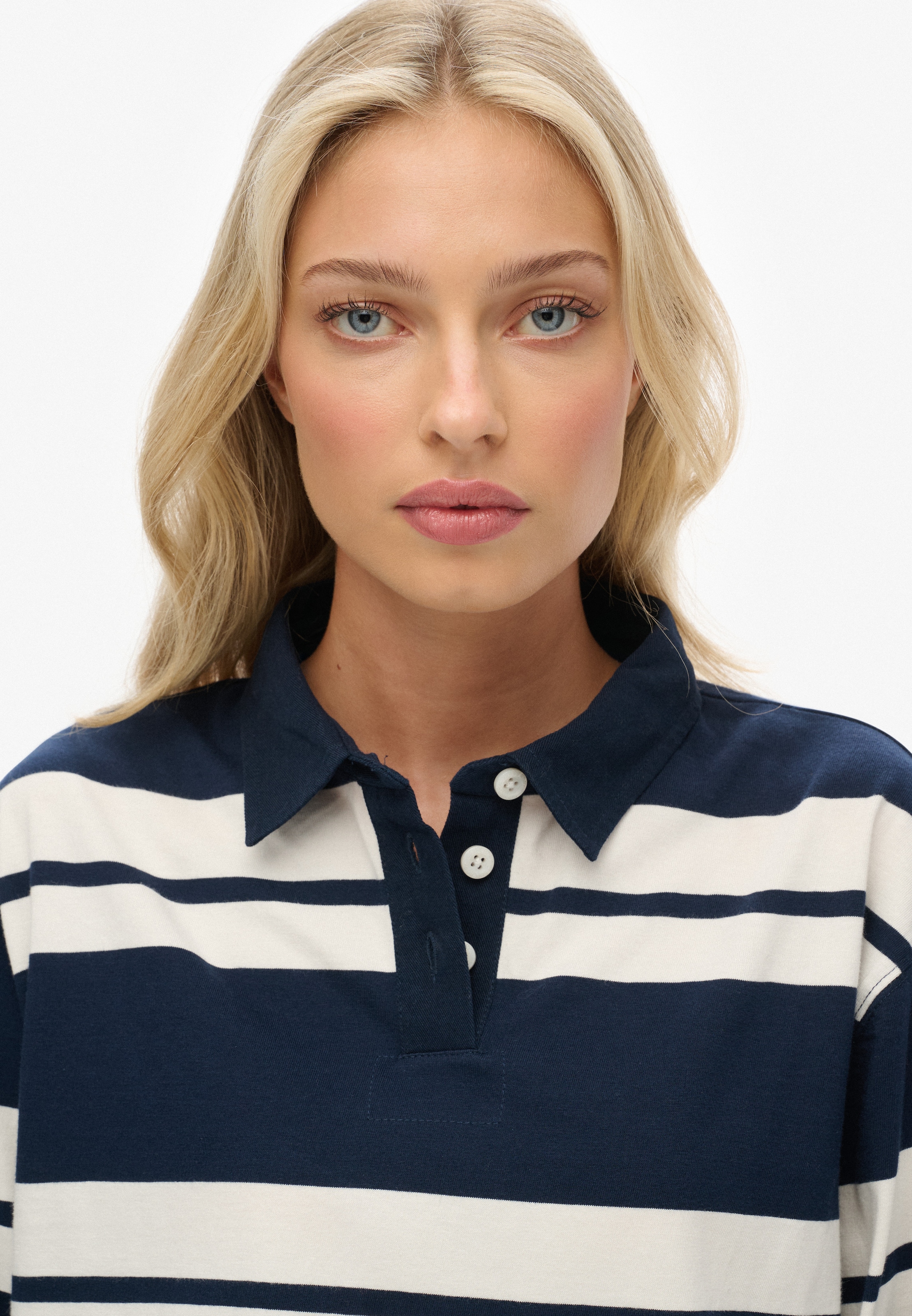 Superdry Polo à manches longues »ATH ESS CROPPED STRIPE RUGBY« Packung, 2