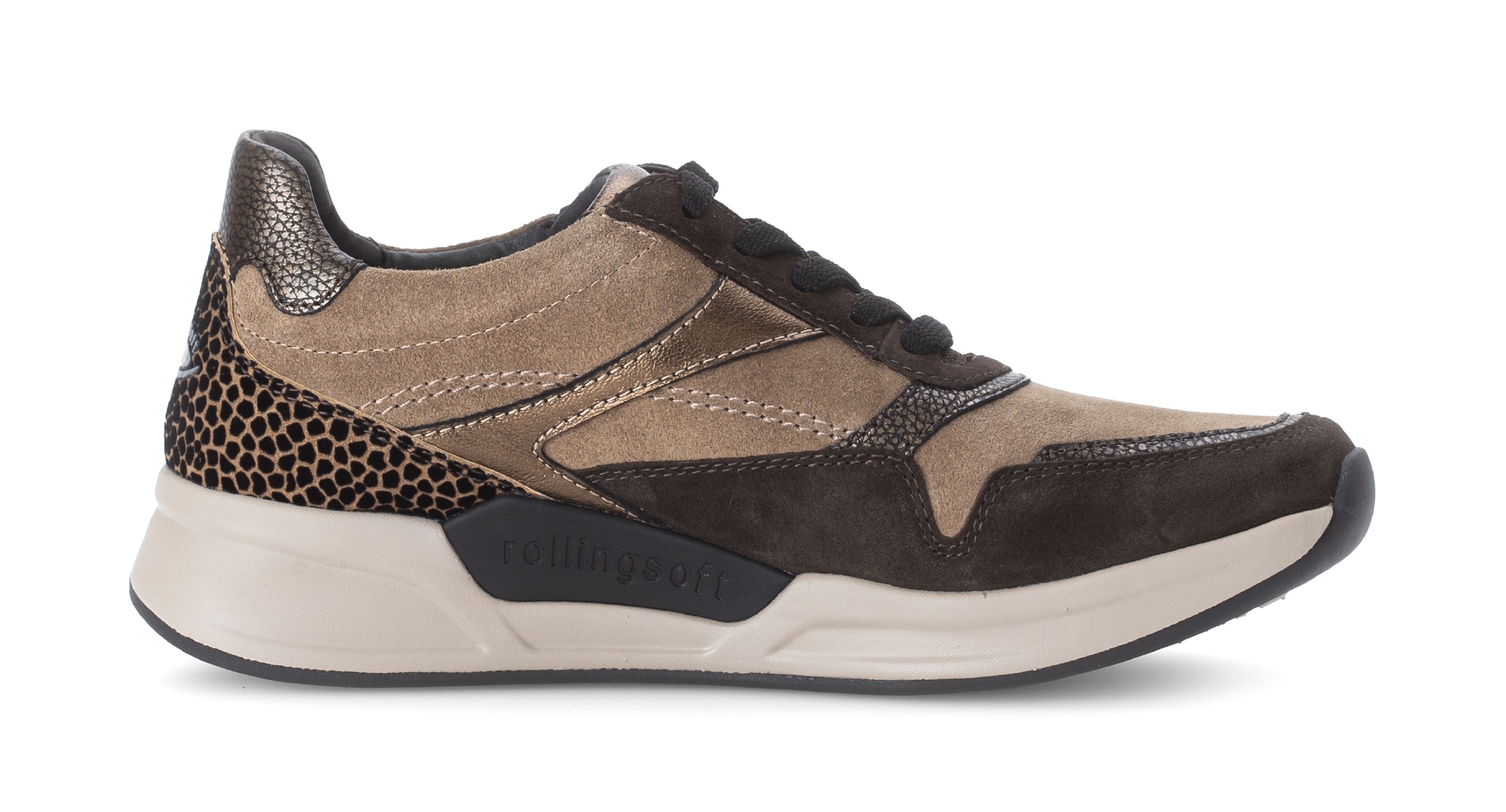 rollingsoft Baskets compensées  chaussure à lacets, chaussure basse, chaussure de loisirs avec fermeture éclair latérale