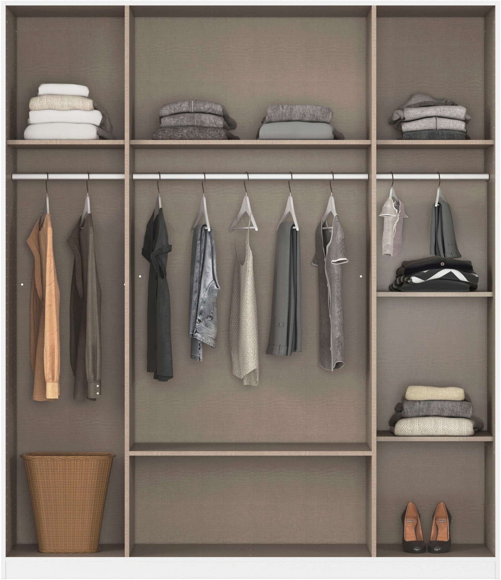 rauch Armoires à vêtements »Kleiderschrank Schrank Garderobe Wäscheschrank Ankleide KREFELD« Breiten: 136/181 cm, Höhe: 199 cm,  farblich abgesetzte Spiegelumrandung, Griffstangen MADE IN GERMANY