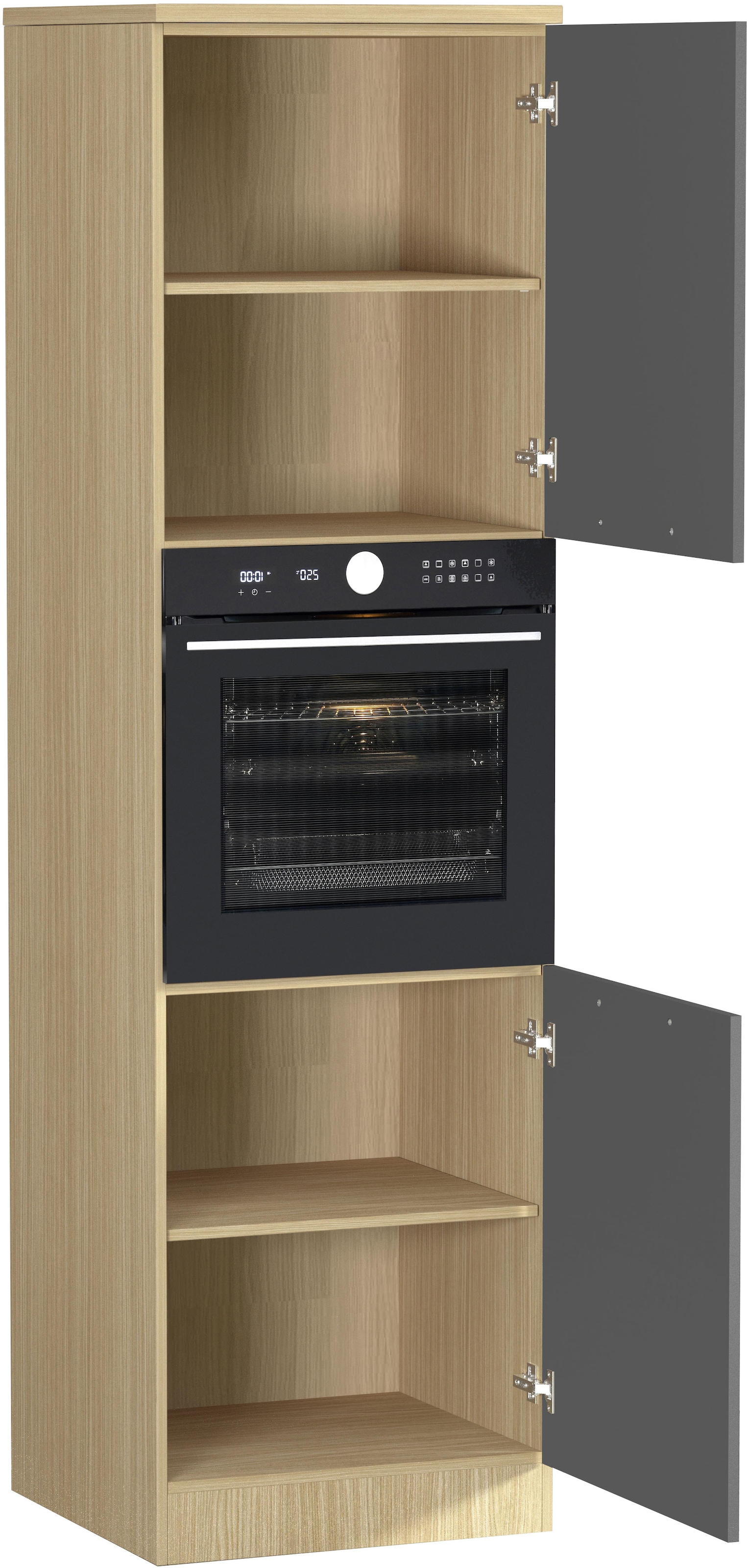 KOCHSTATION Armoire d'encastrement pour four »Luna, Backofenschrank, Backofen-Hochschrank, Made in Italy« B/T/H: 60×60×214,5 cm, Oberplatte mit 25 mm Stärke