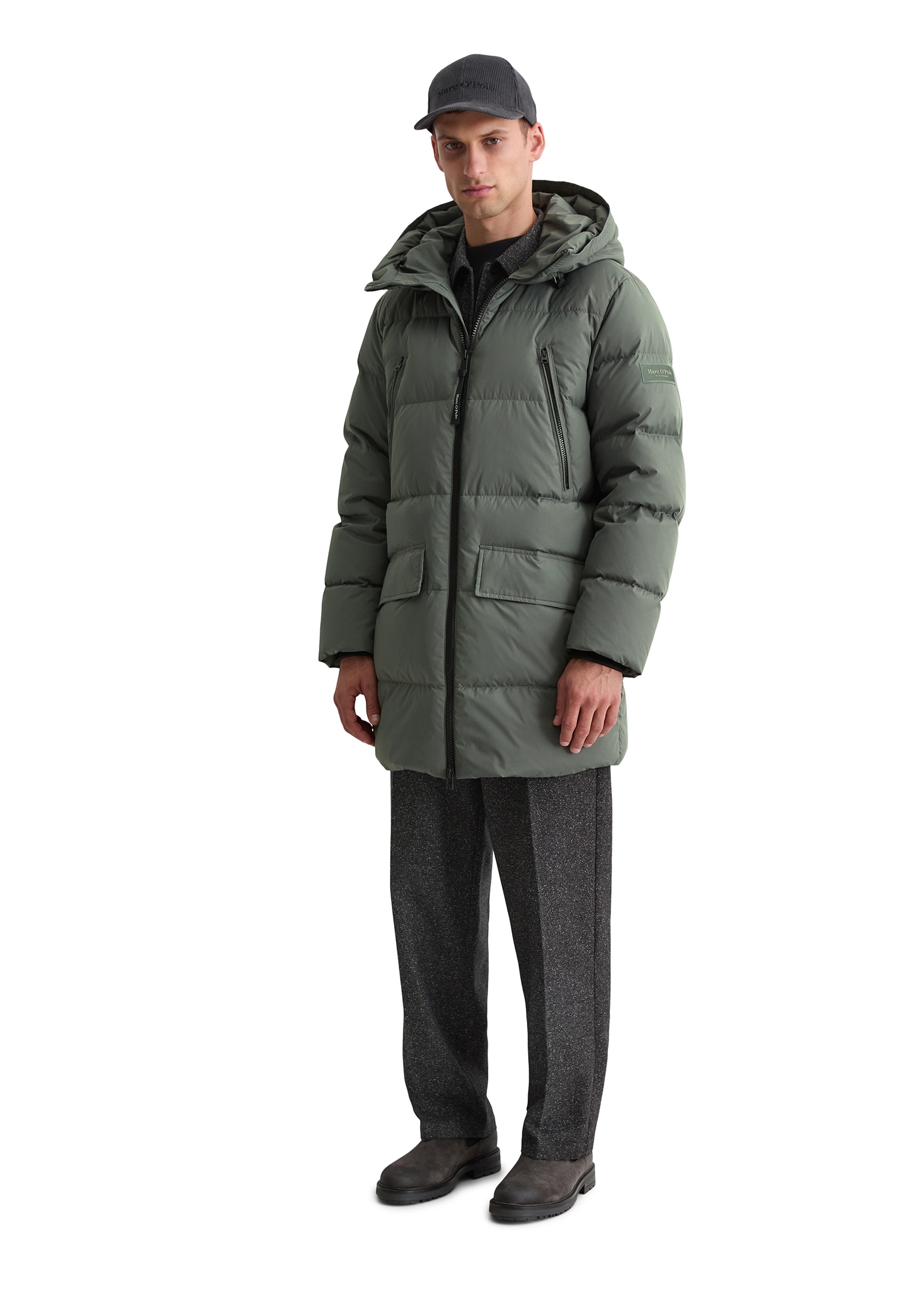 Marc O'Polo Daunenjacke mit Kapuze Pufferjacke, regular fit, eingesetzte, elastische Ärmelabschlüsse