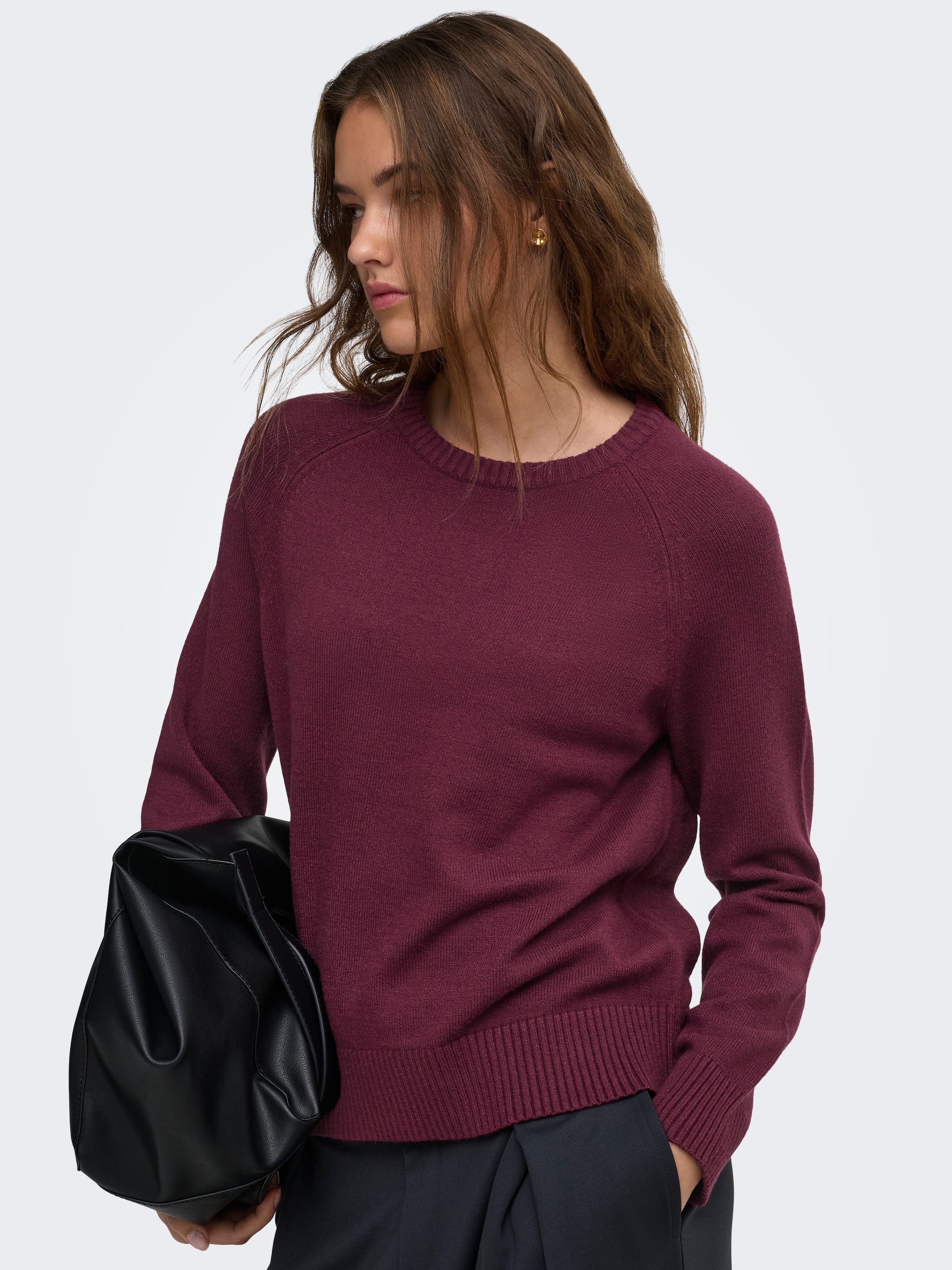 ONLY Pull en tricot »ONLPRINCESS LS O-NECK RAGLAN KNT NOOS« mélange viscose, coupe régulière