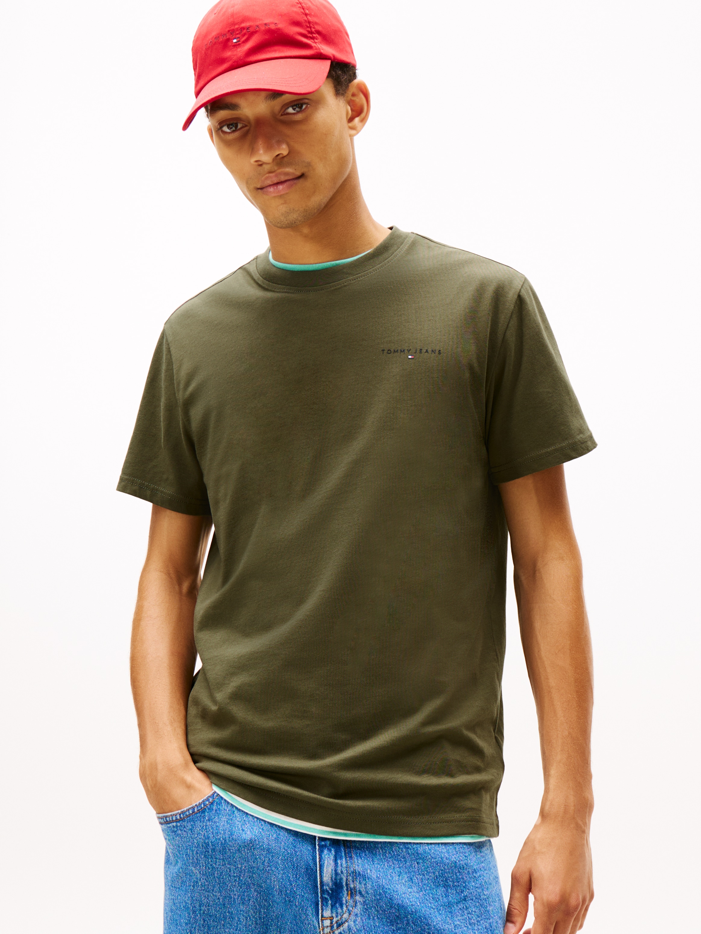 Tommy Jeans T-Shirt »TJM SLIM LINEAR CHEST TEE EXT« Mit Rundhalsausschnitt