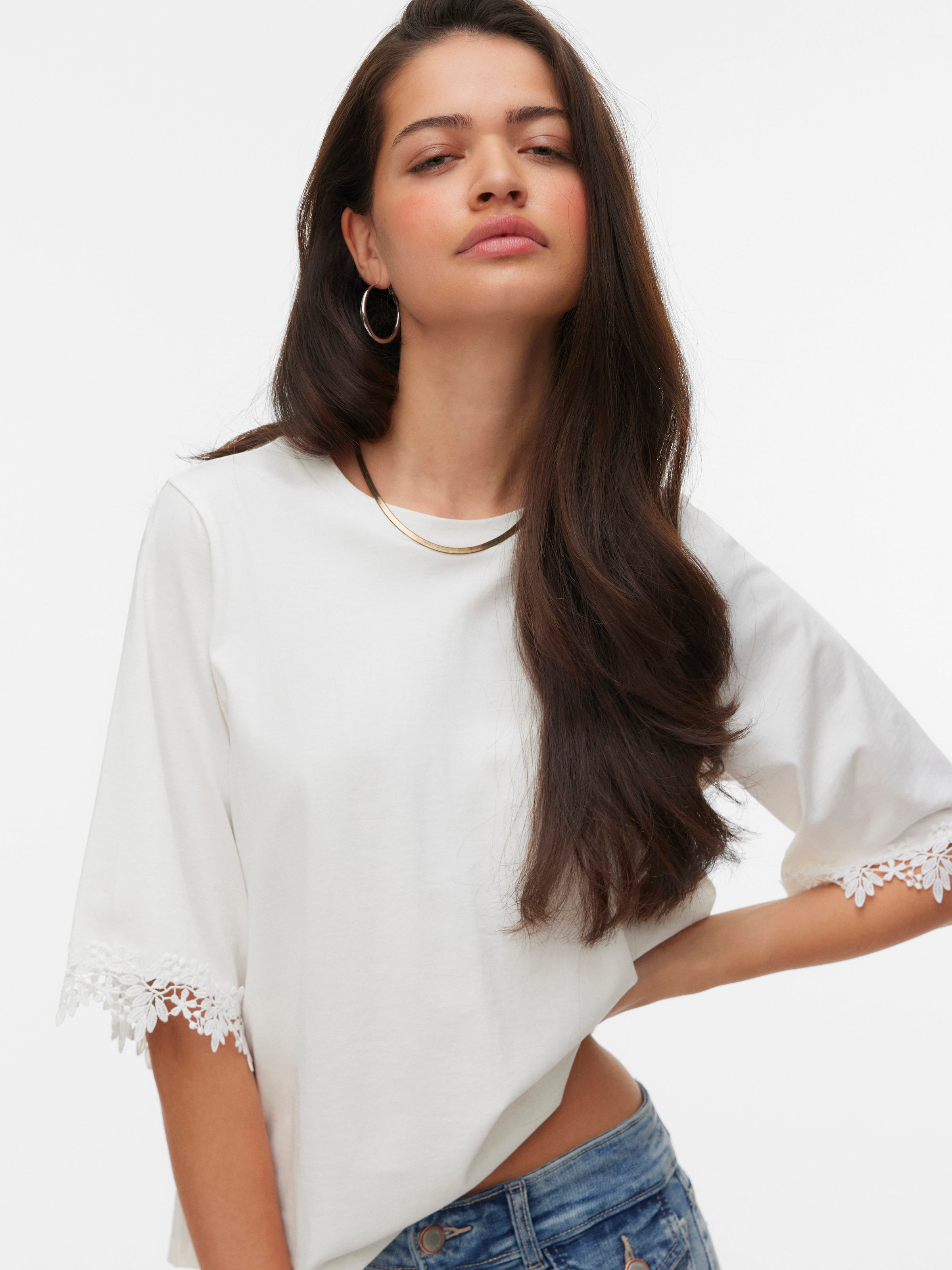 Vero Moda Rundhalsshirt »VMLYLA SS O-NECK TOP JRS« Baumwolle, regular fit