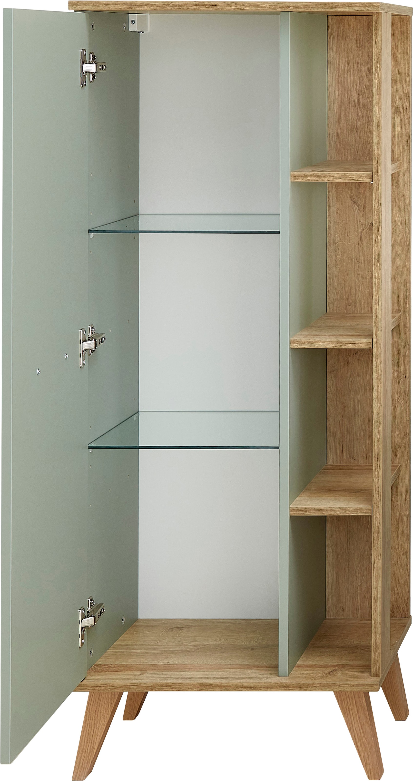 Saphir Midischrank »Quickset Badschrank 50,5 cm breit, 1 Tür, seitliche Ablagen« Badezimmer-Midischrank inkl. Türdämpfer, Griffe in Holz