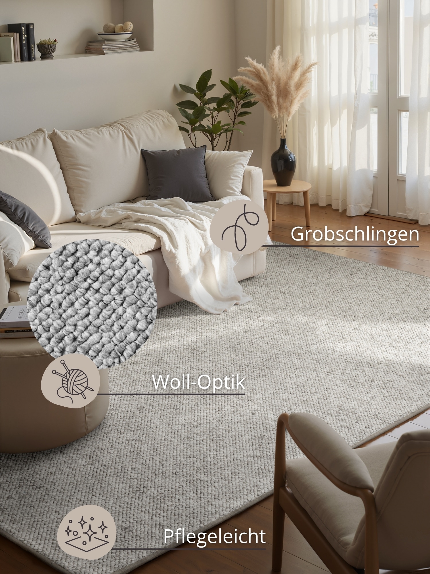 HANSE Home Tapis »Wolly 2« Rectangulaire 12 mm Höhe tissu plat, coureur, style scandinave, aspect laine, salle à manger, salon, couloir
