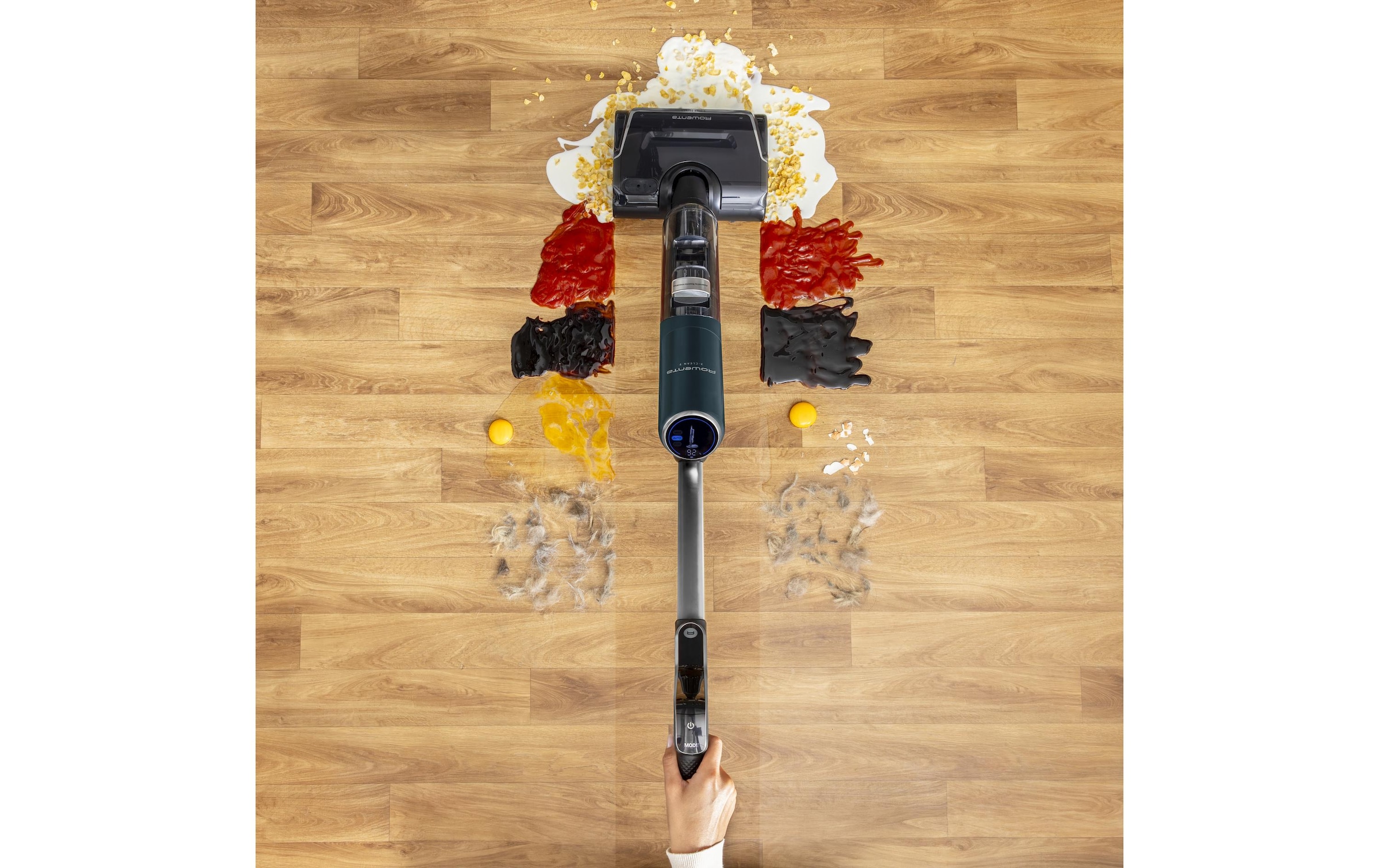 Rowenta Nass-Trocken-Sauger »X-Clean 7, Saugen und Wischen, LED-Display, 180° abflachbares Design« selbstreinigend, selbstfahrendes Walzensystem, für Hartböden, GZ5735