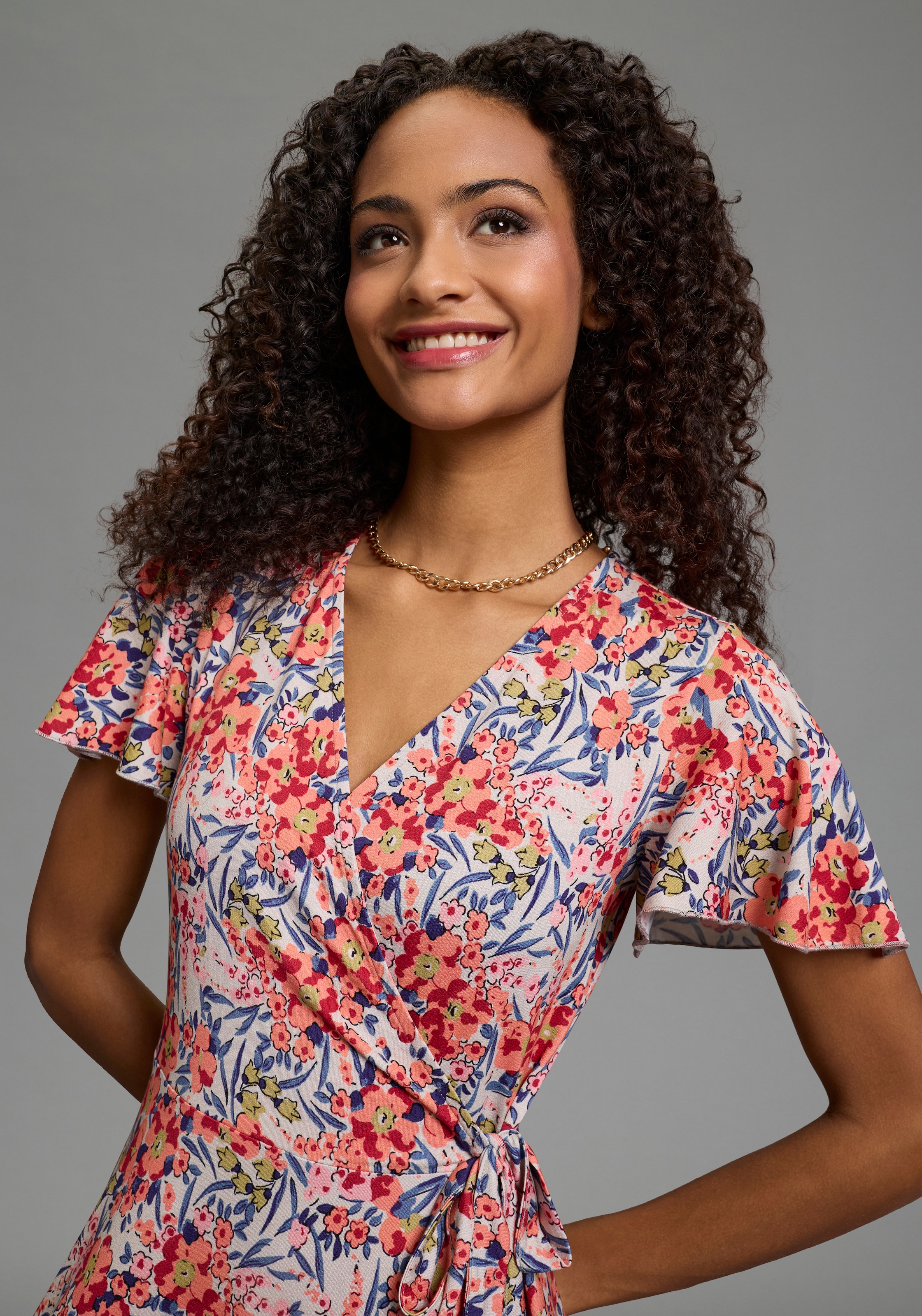 Laura Scott Sommerkleid femininer Stil, für warme Tage, aus Single Jersey, Kurzarm