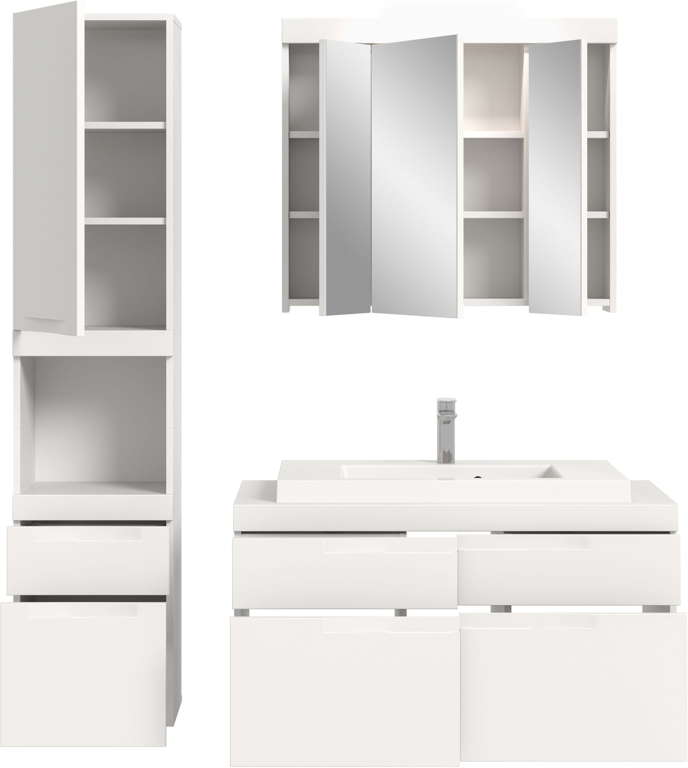 GOODproduct Badmöbel-Set »MAOI, 3-tlg. Badkombi, hochwertige MDF Front, optional mit Beleuchtung«