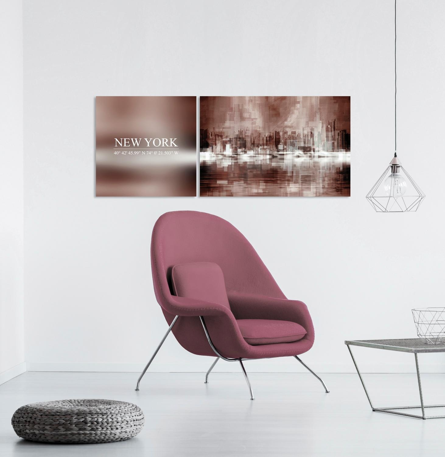 queence Leinwandbild »New York« Abstrakte | Kunst | Modern | New York | Schriftzug | Schriftzüge | Spa | Spa Bilder | Sprüche | Sprüche & Texte Set,  Premium-Leinwandstoff, Handarbeit aus Deutschland, Spruch, 2er Set