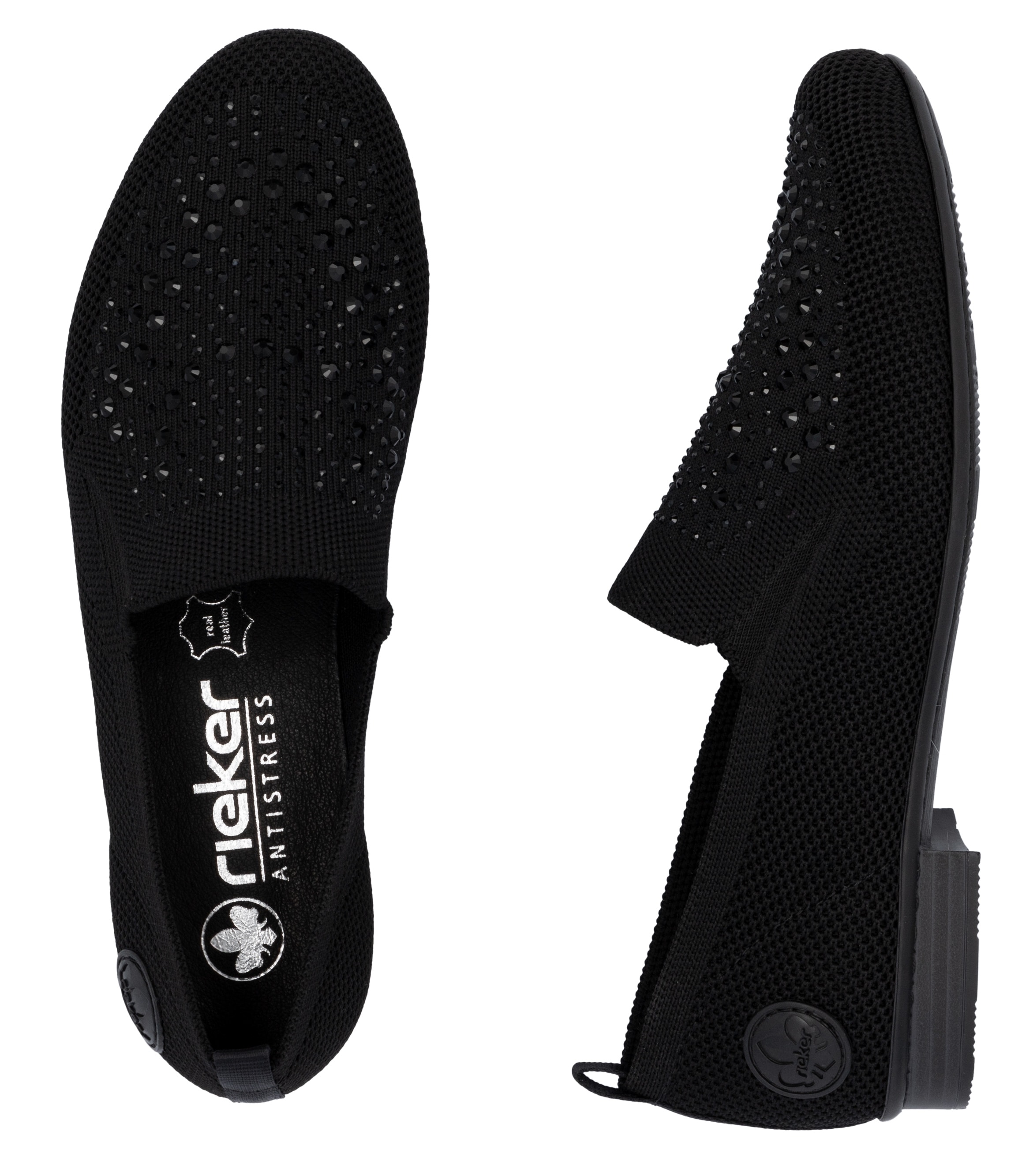 Rieker Slipper  Loafer, Business Schuh mit Strass-Steinchen verziert