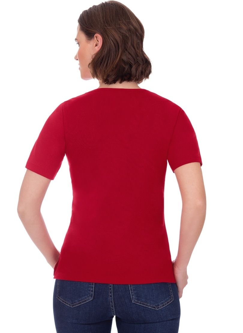 Trigema T-Shirt »TRIGEMA T-Shirt DELUXE Baumwolle mit Kristallsteinen« 1 Stk.