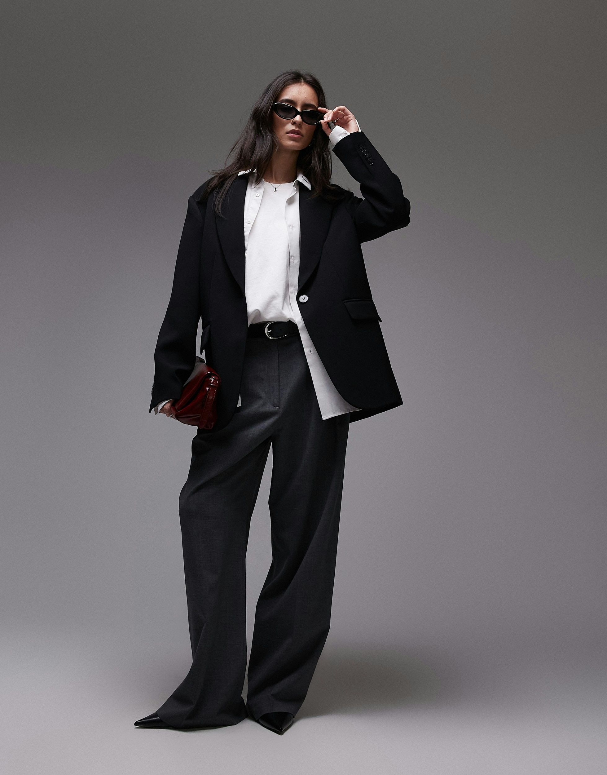 TOPSHOP Blazer long »TSLOUISE OVERSIZED BLAZER TLR NOOS« Polyester, coupe oversize